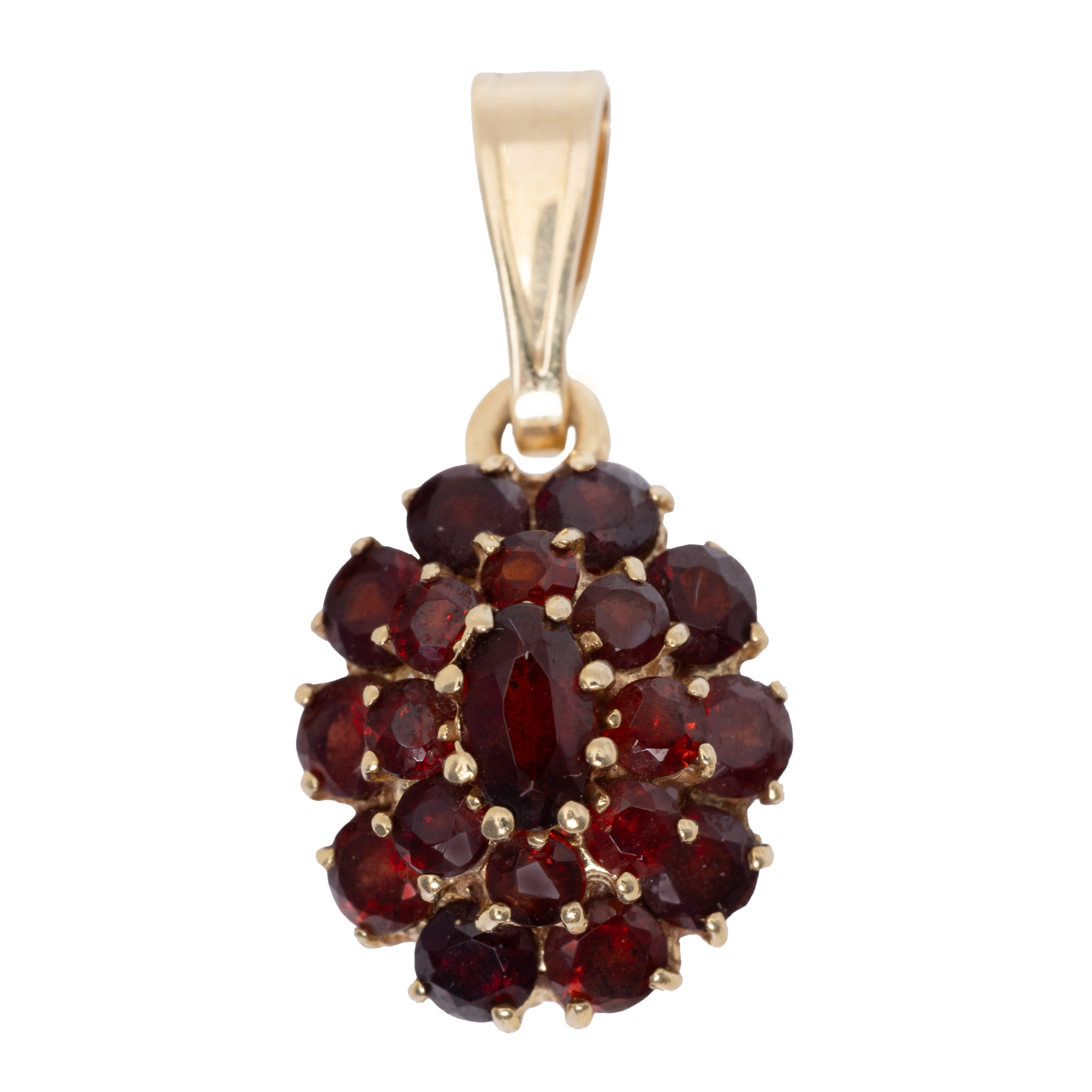 Gold pendant, decorated with garnets