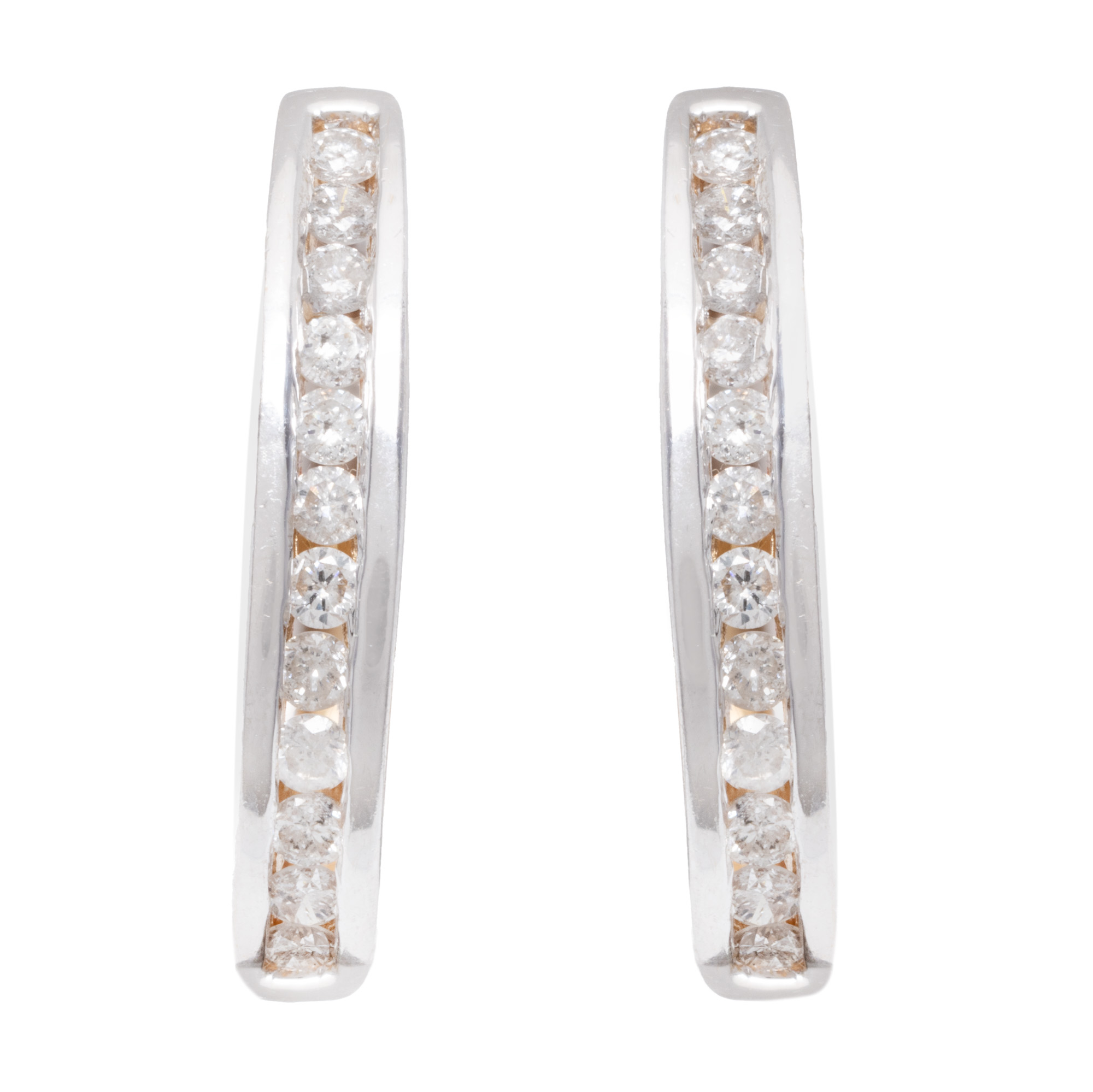 Pair of white gold earrings, adorned with diamonds