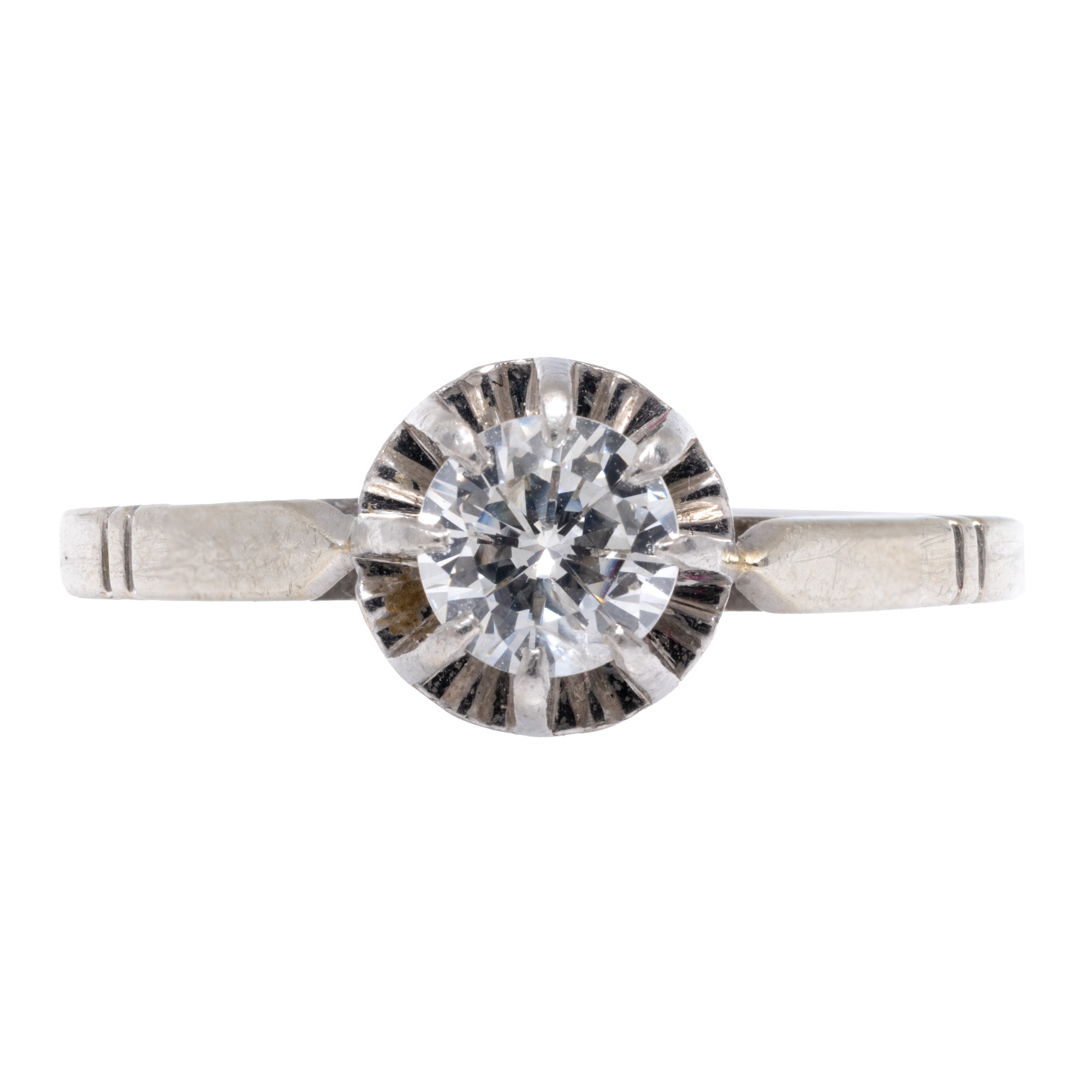Inel din aur alb și platină, decorat cu diamant solitaire