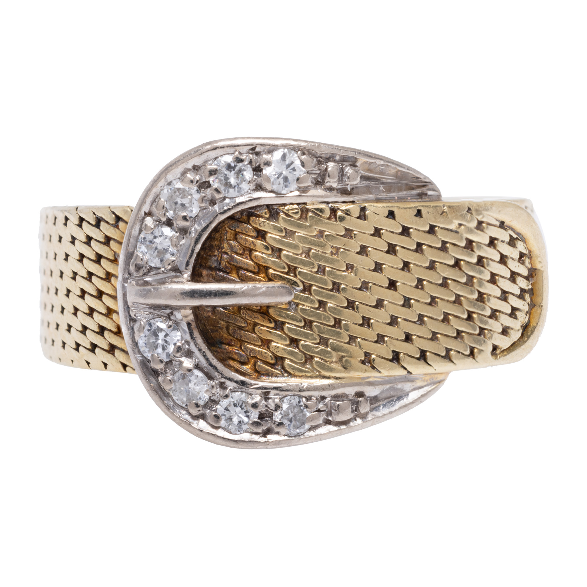 Bicolor gold ring, decorated with diamonds, accompanied by an additional gemological certificate