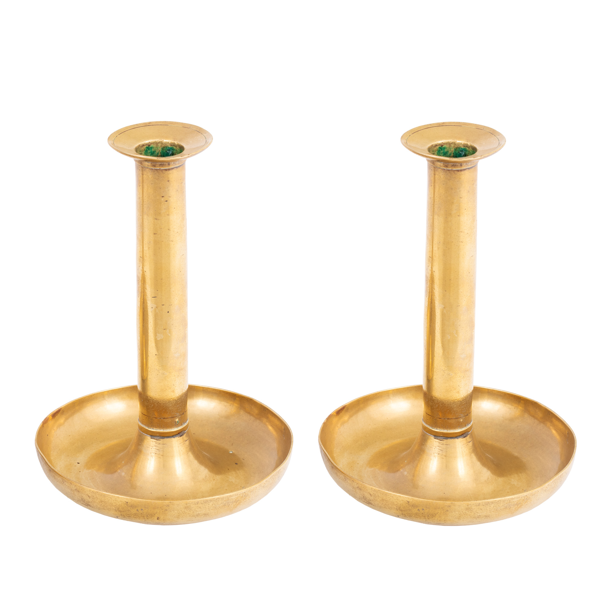 Pair of patinated brass candlesticks, comes from the Blendea family collection