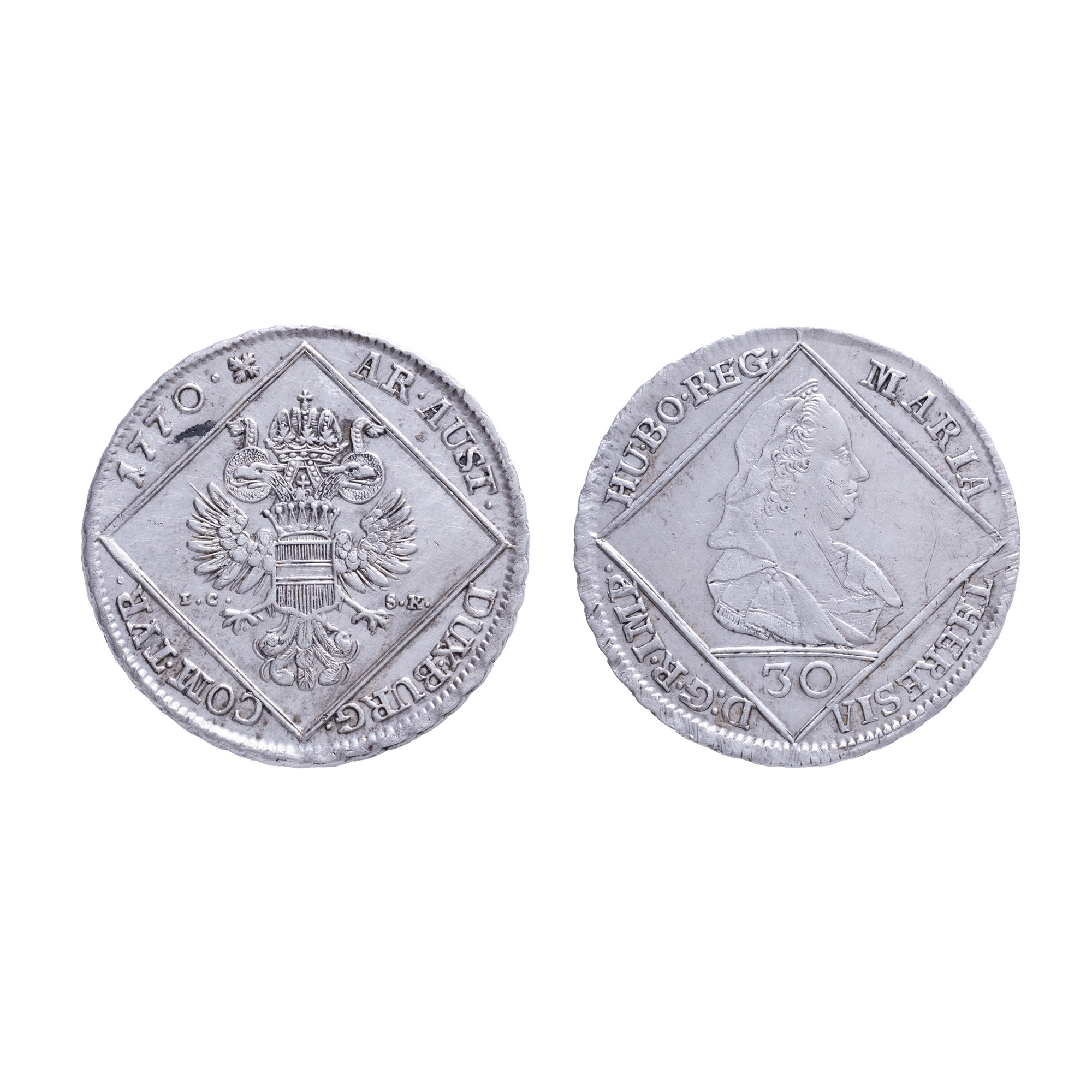 Monedă 30 Kreuzeri, Maria Terezia, Austria, 1770, argint