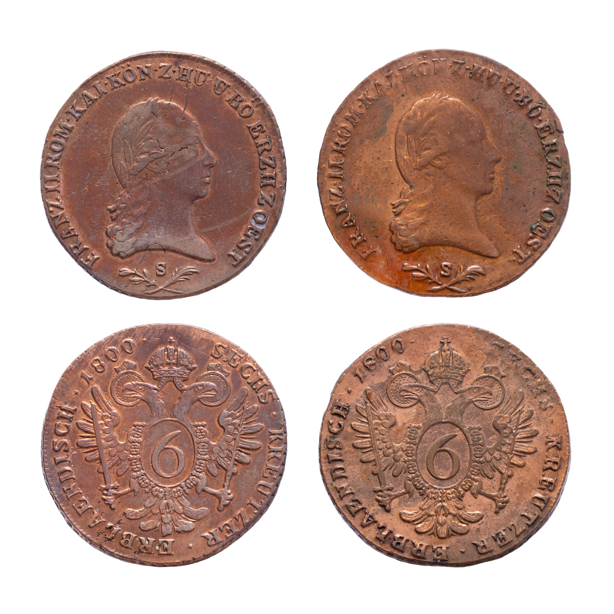Pereche de monede de 6 Kreuzeri, Francisc II, Austria, 1800
