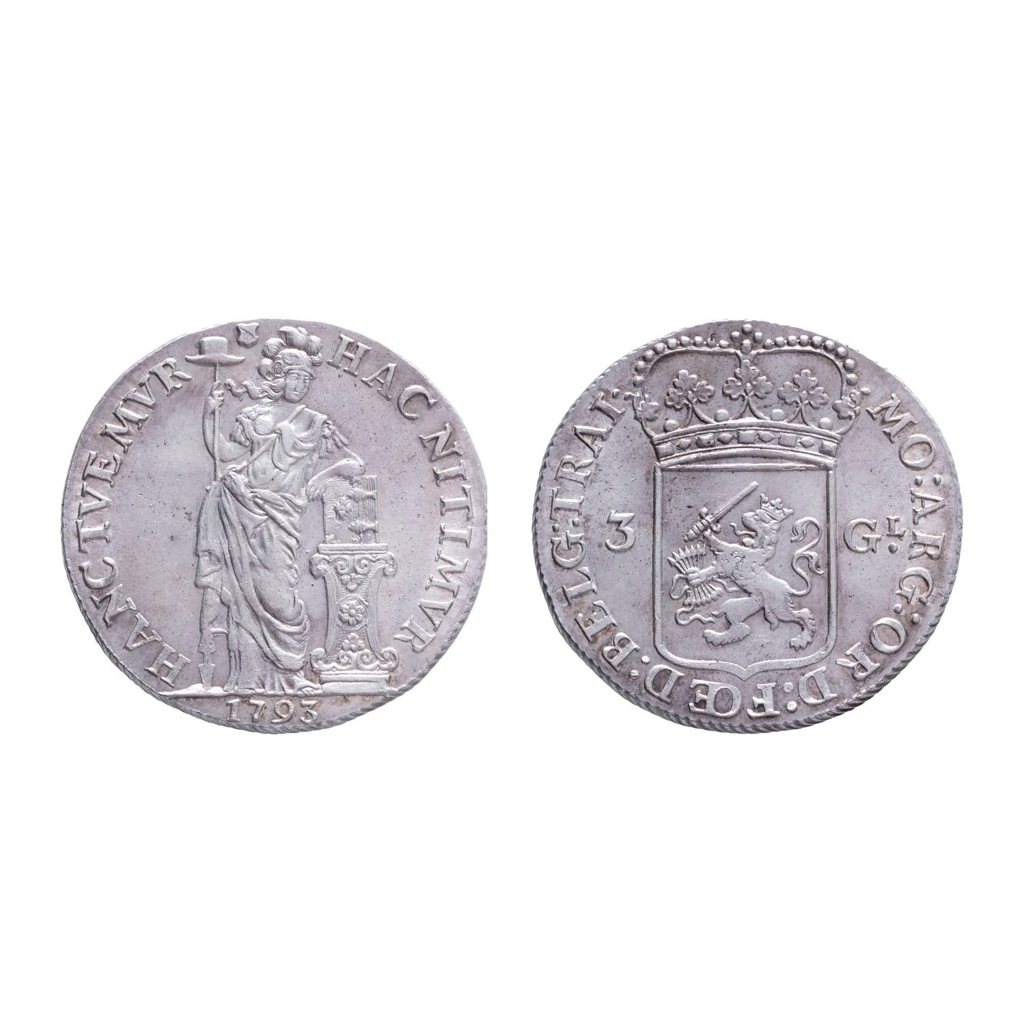 Monedă 3 Guldeni, Provincia Utrecht, Țările de Jos, 1793, argint