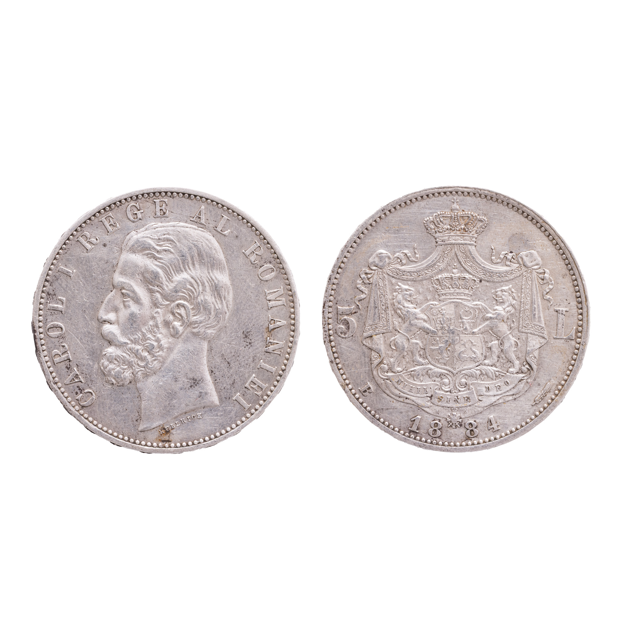 Monedă 5 Lei 1884, argint