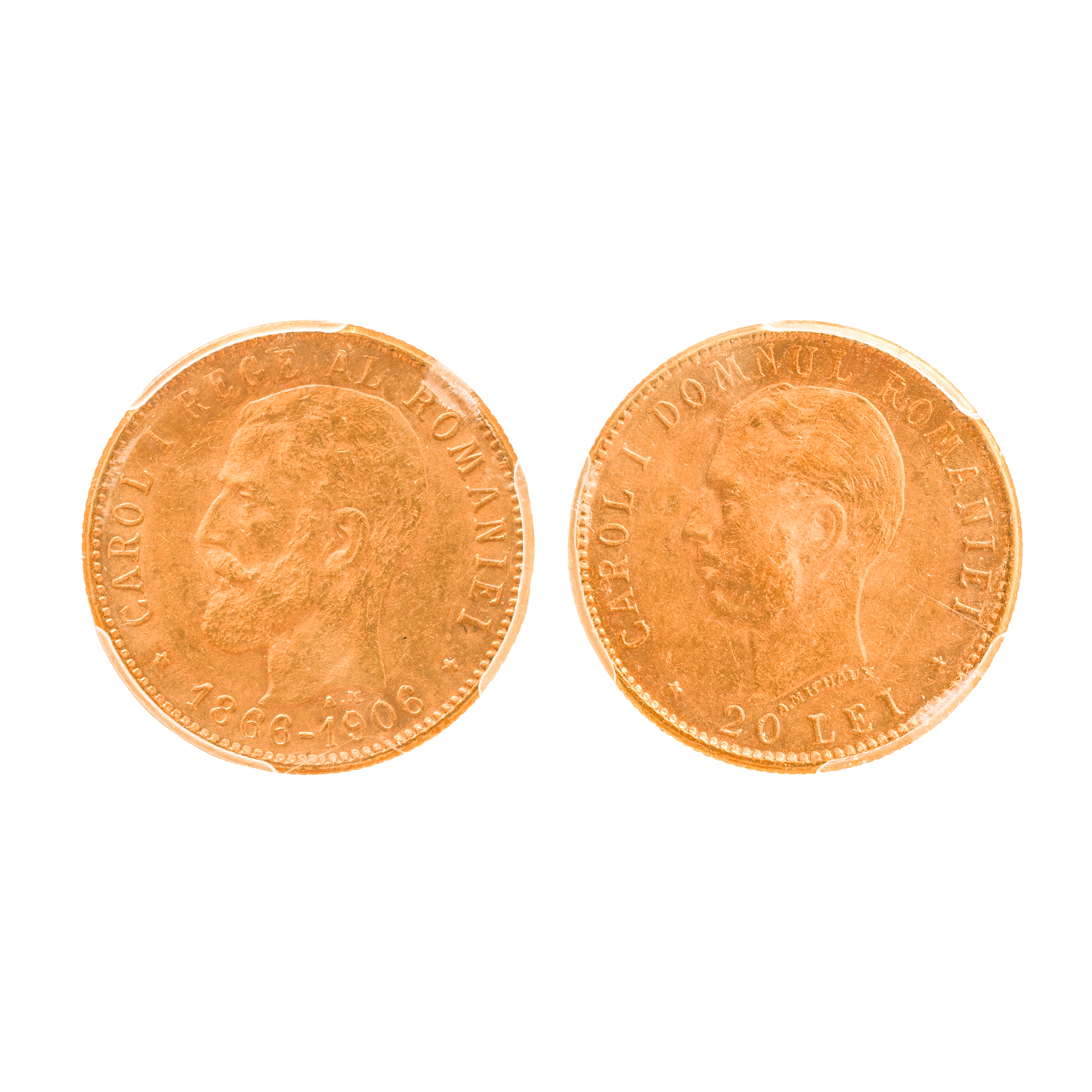 20 Lei 1906 Coin, graded PCGS AU 55, gold