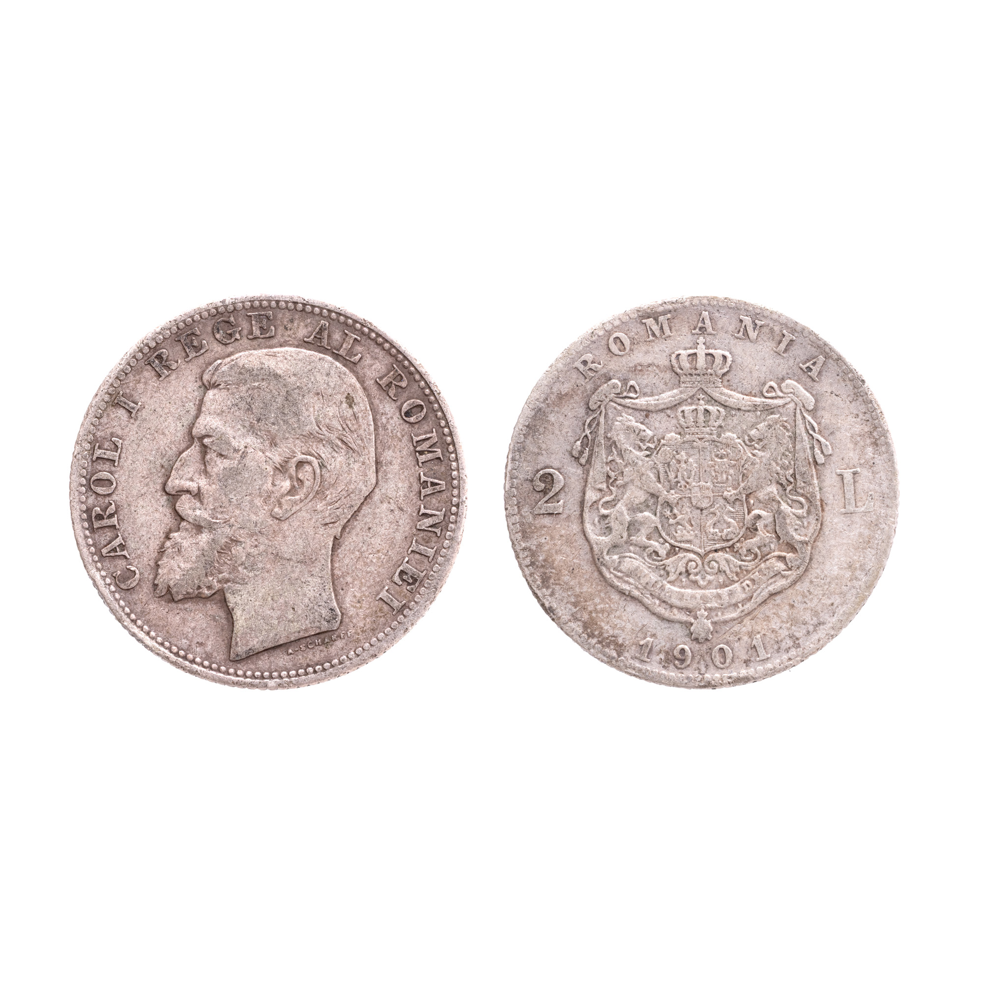 2 Lei 1901 Coin, Silver, the Rarest Romanian Circulation Coin