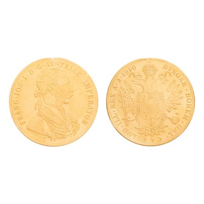 Monedă 4 Ducați, Franz Joseph, Austro-Ungaria, 1910, aur