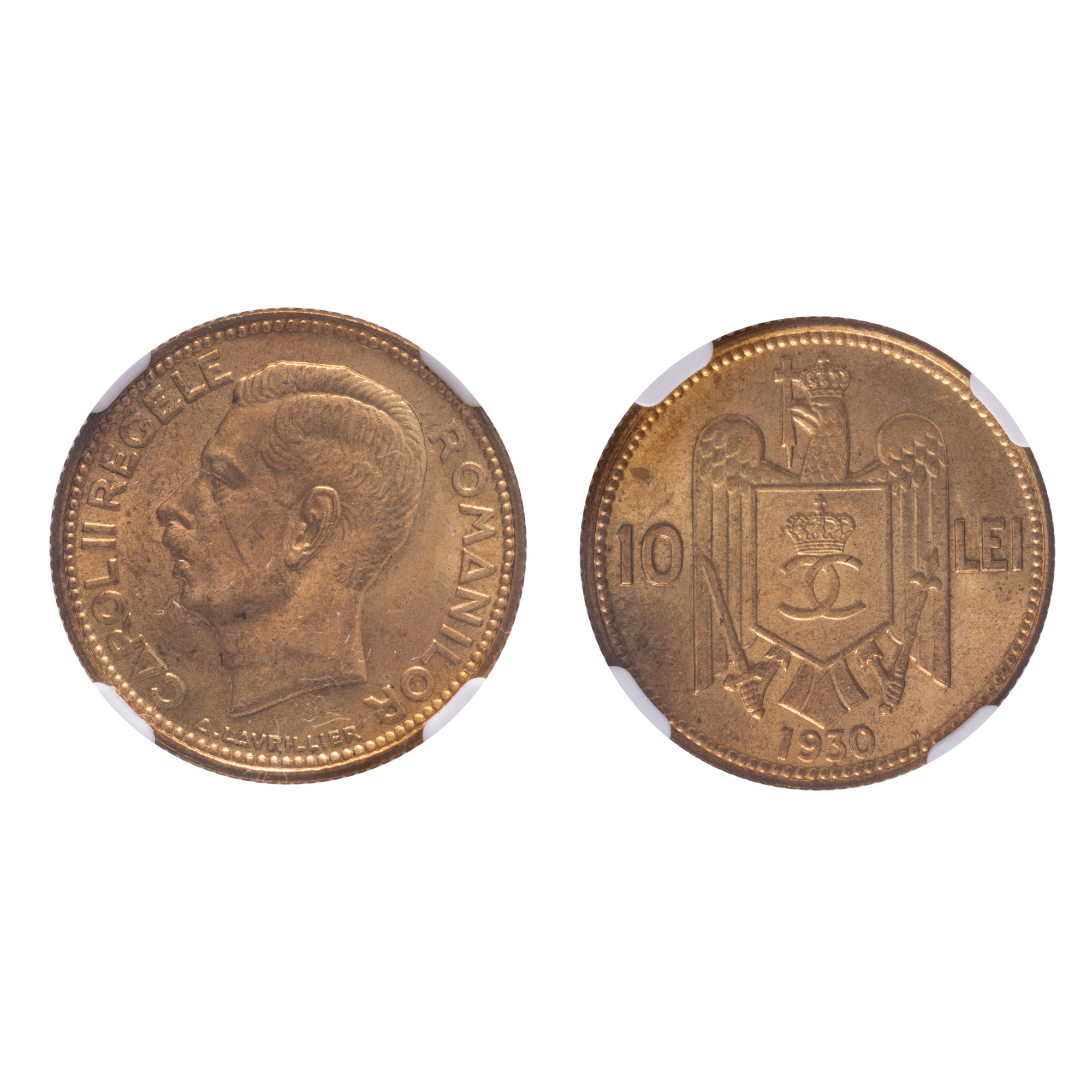Monedă 10 Lei 1930, gradată NGC MS 64