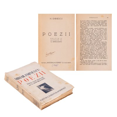 "Poems", by Mihai Eminescu, edition edited by G. Ibrăileanu, Bucharest, 1936, with the ex-libris of the writer Pericle Martinescu from whose collection it originates