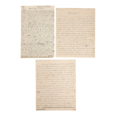 Lot consisting of 2 manuscripts, "About Semites and anti-Semitism", 1933, and ''The death of poetry?'', one autographed, by Pericle Martinescu (6 pages)