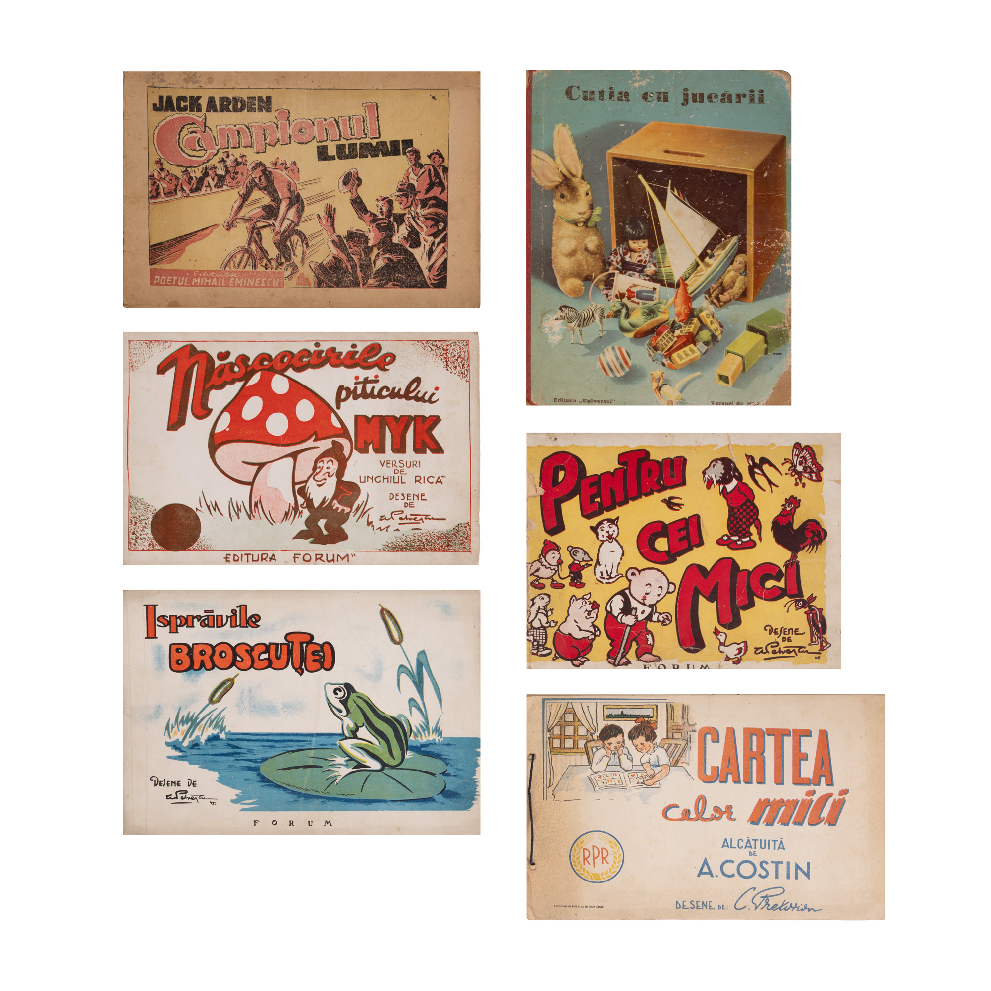 Lot of 6 children's books, with special illustrations, 1940-1948