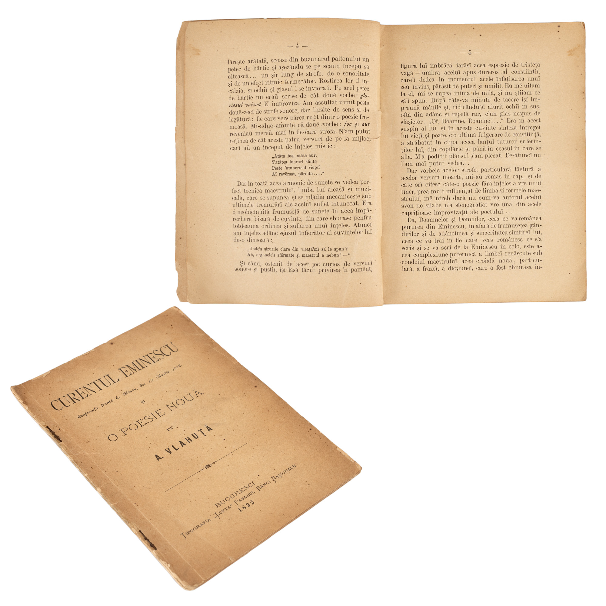 ”Curentul Eminescu și o poezie nouă”, de Alexandru Vlahuță, București, 1892