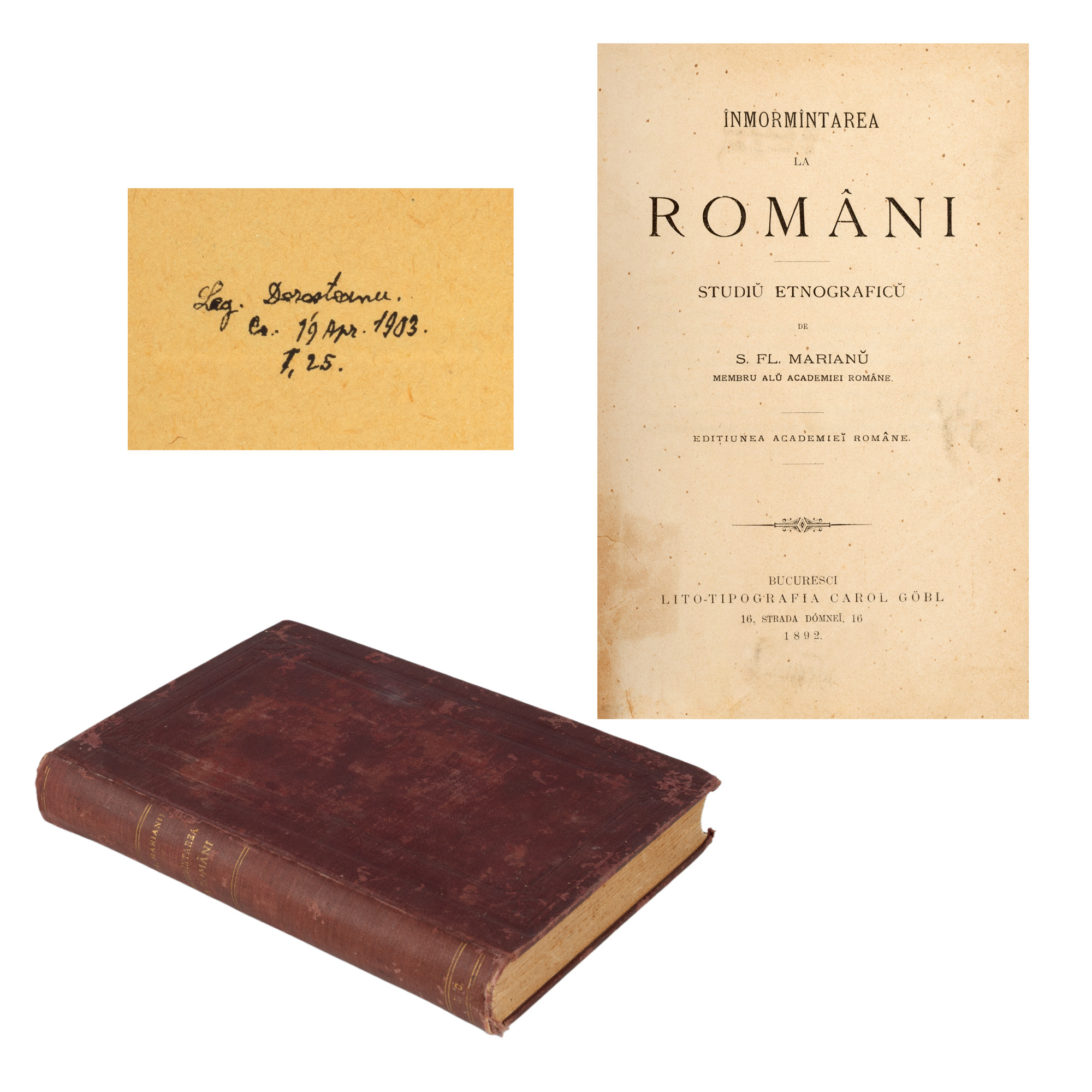 "Romanian Burial", by Simion Florea Marian, Bucharest, 1892, with ex-libris