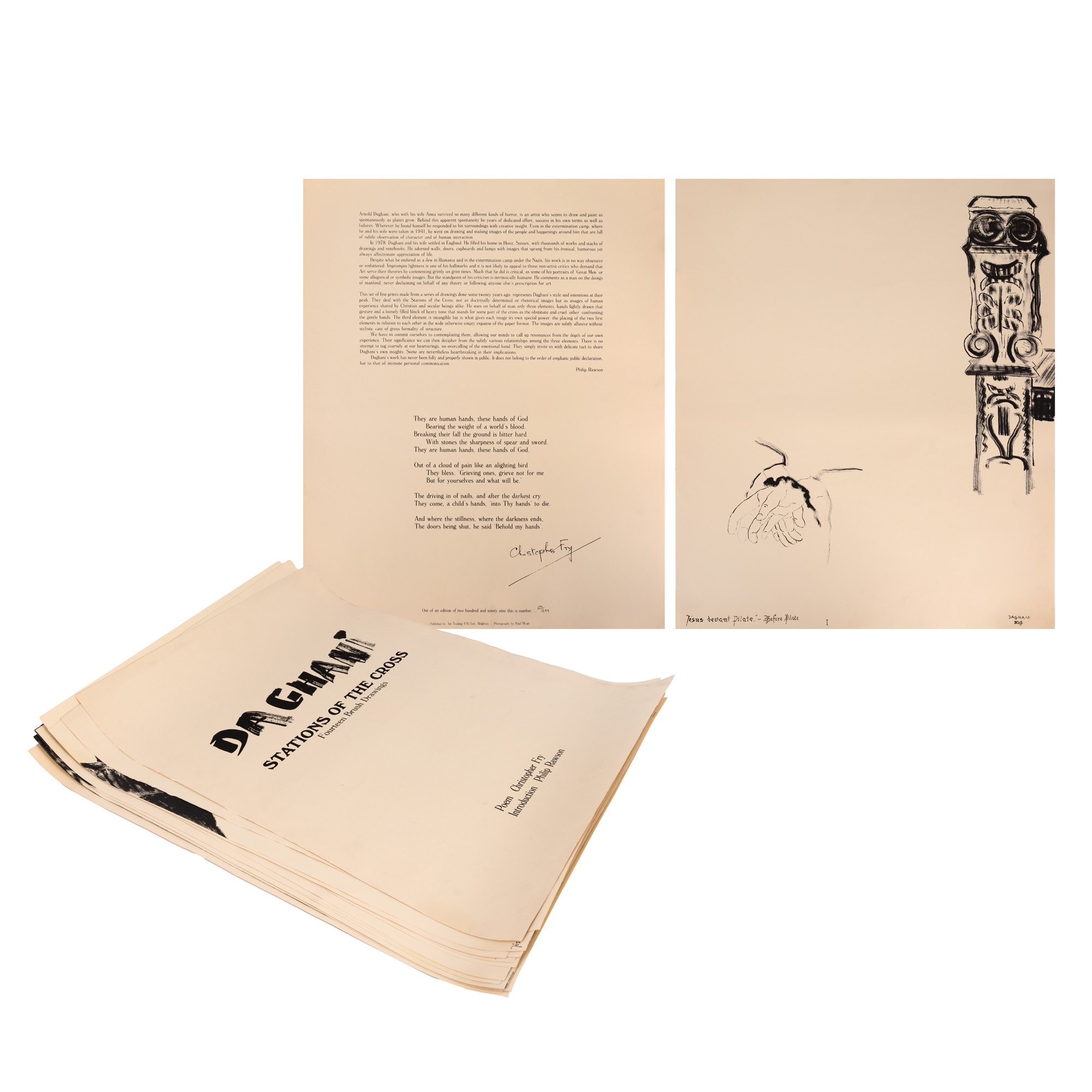 "Folder with 14 lithographs 'Way of the Cross (Stations of the Cross)', by Arnold Daghani, copy 125/299"
