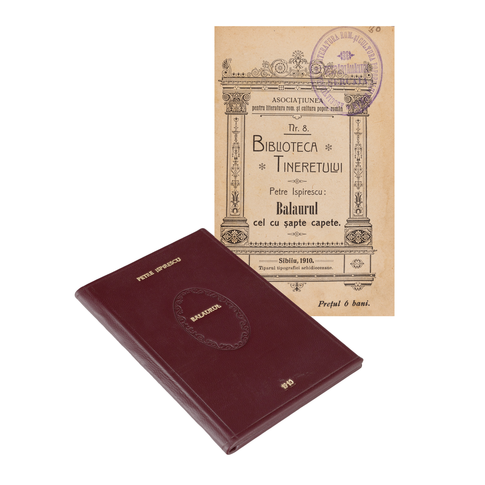 "The Dragon with Seven Heads", by Petre Ispirescu, Sibiu, 1910, first edition, with the ex-libris of the Transylvanian Association for Romanian Literature and the Culture of the Romanian People. Șercaia Department, rare piece.