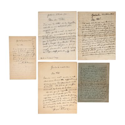 Lot consisting of 5 letters sent by George Rosetti-Roznoveanu to Theodor Pallady, 4 letters from Garches from 1923-1924 and one pneumatic letter from the same period, in which he asks him to intervene in order to obtain from the country the identity documents of his wife