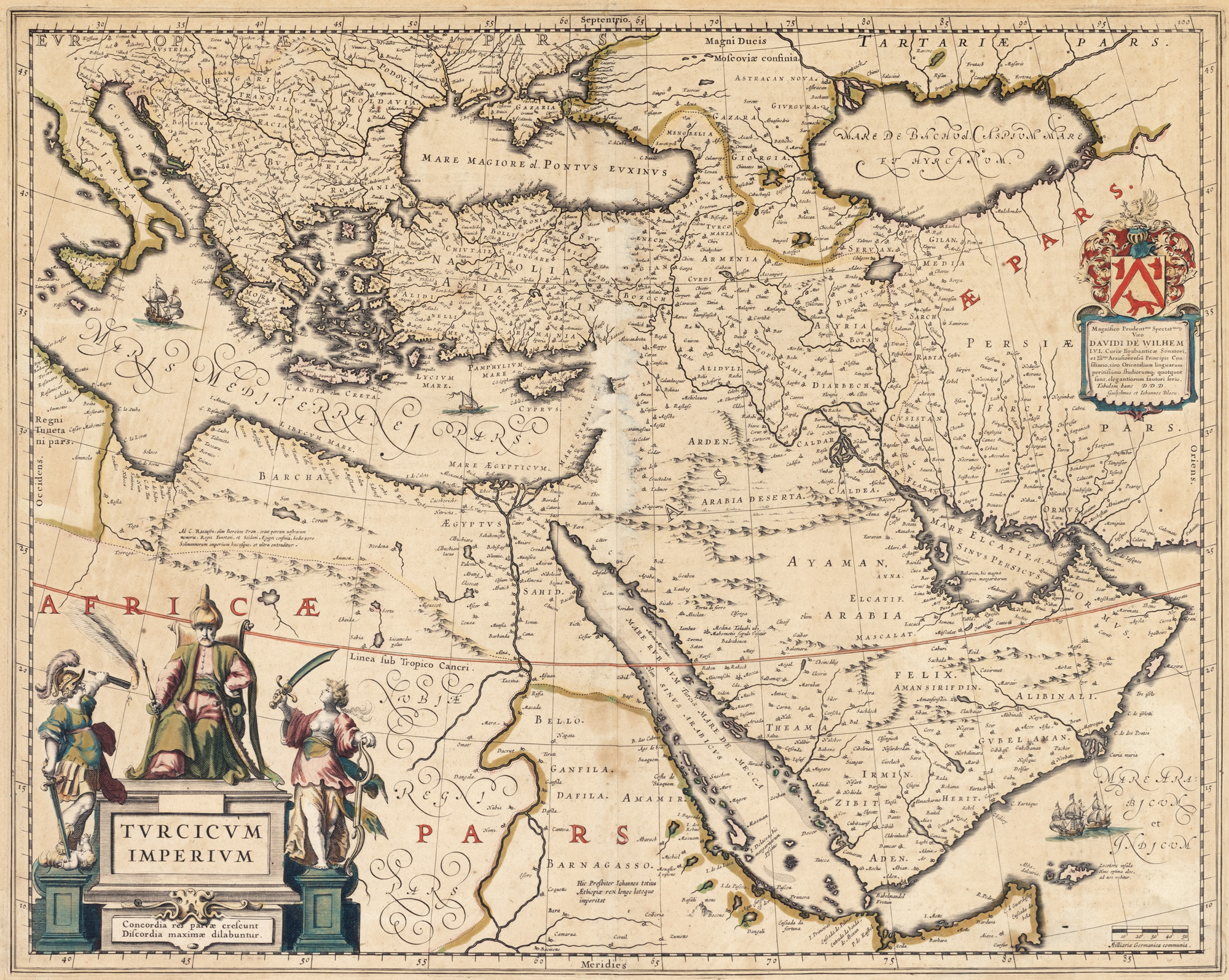 Hartă ”Imperiul Otoman”, de Willem Janszoon Blaeu, Amsterdam, cca. 1658