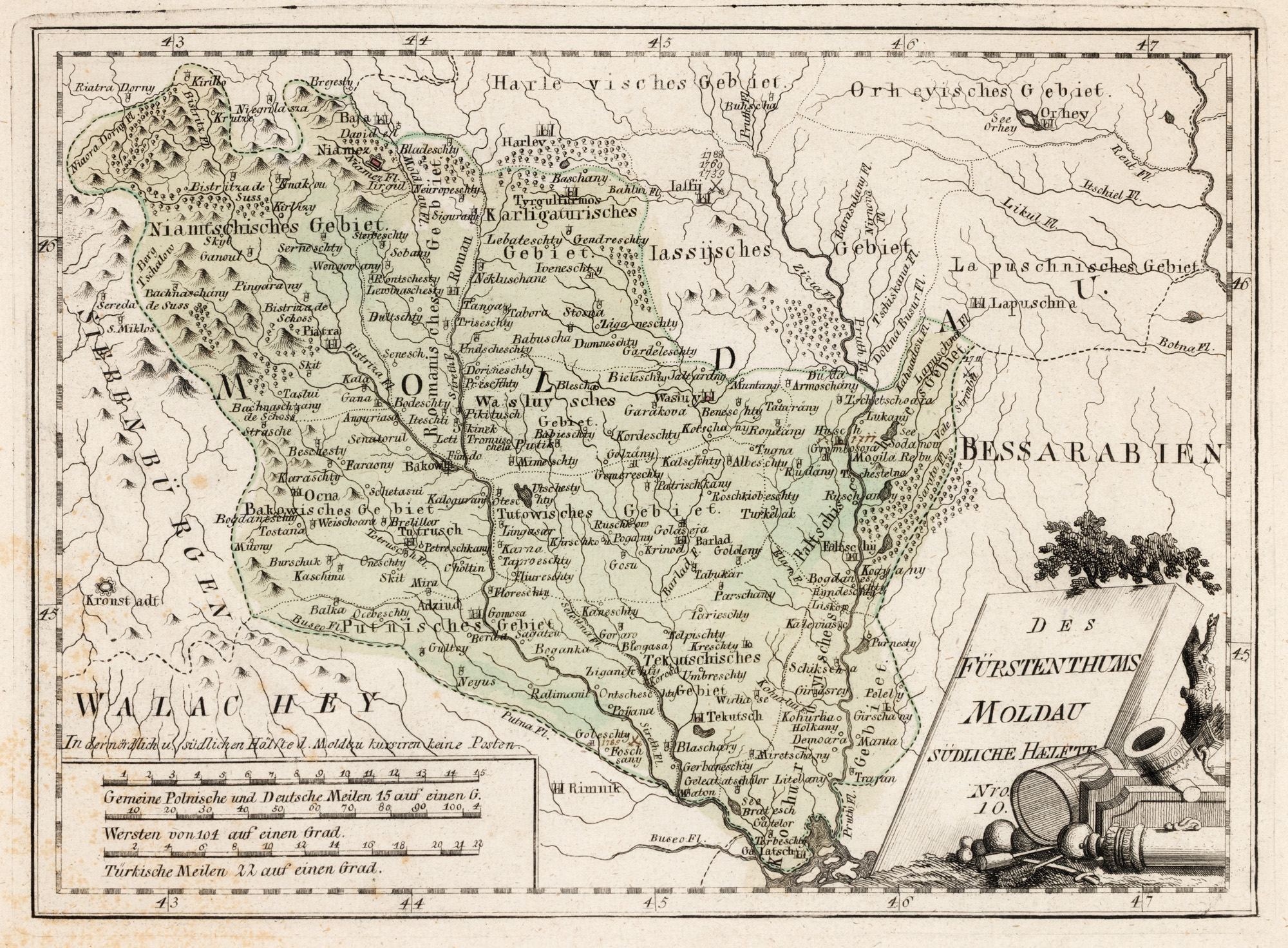 "South Moldova" Map, by Joseph von Reilly, Vienna, 1791