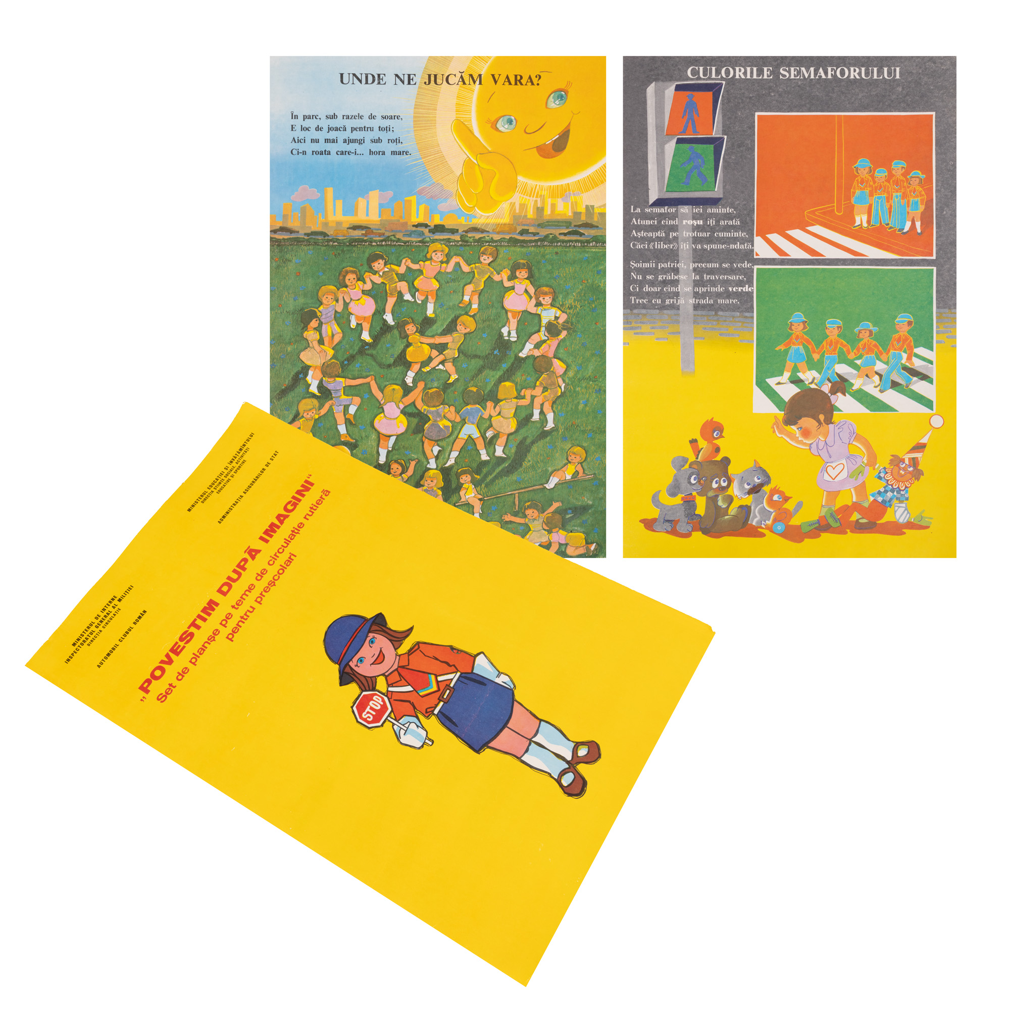 "Storytelling Map", four printed charts, illustrator Laurențiu Sîrbu, 1970s, non-commercial work