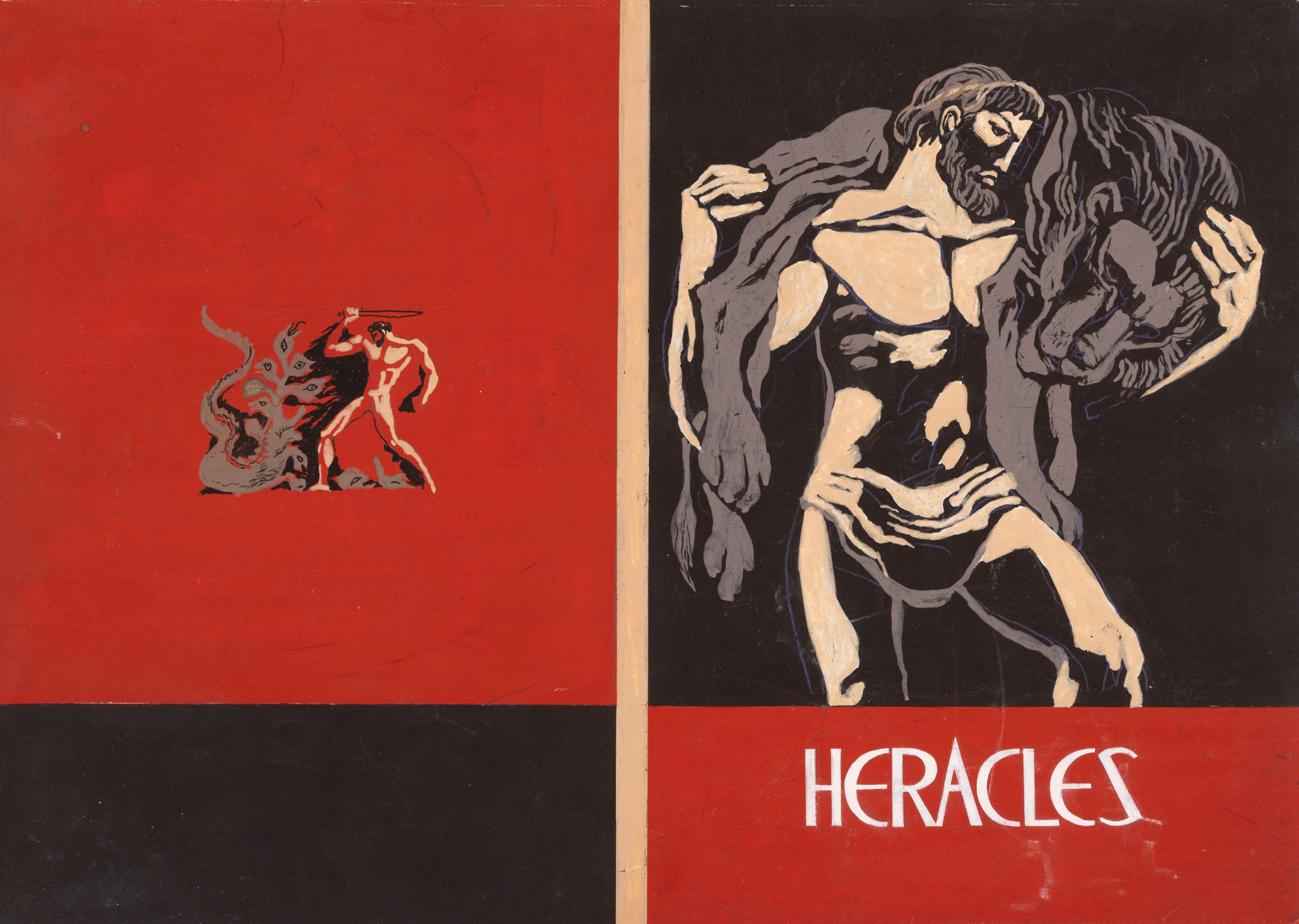 Planșă originală desenată de Romeo Voinescu pentru coperta cărții ”Heracles”, cca. 1975