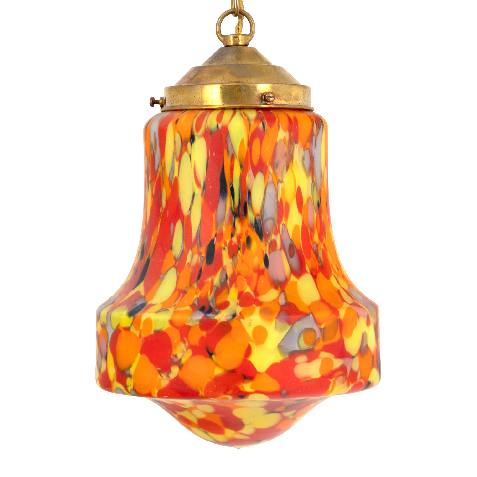 "Intimate Lighting"- Lampă de tavan Art Deco din sticlă, decorată în tehnică ”marqueterie sur verre”, realizată în manufactura Clichy, cca. 1930