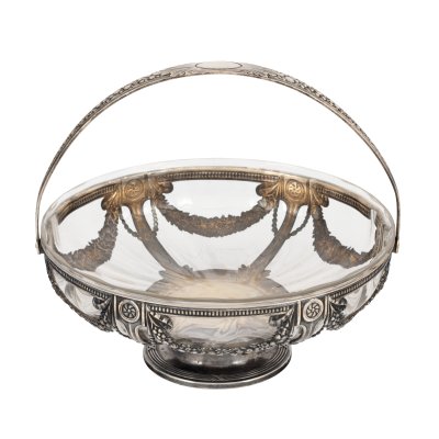 Silvered WMF fruit bowl, decorated with laurels, beginning of the 20th century