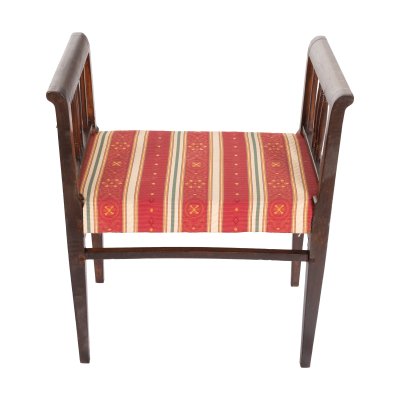 Historist Lime Wood Bench, Upholstered, Mid 20th Century