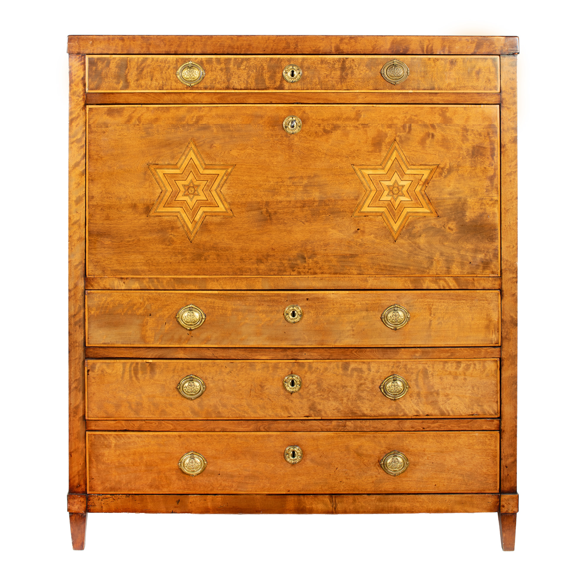 Biedermeier Secretary, decorated with "compass rose", 19th century