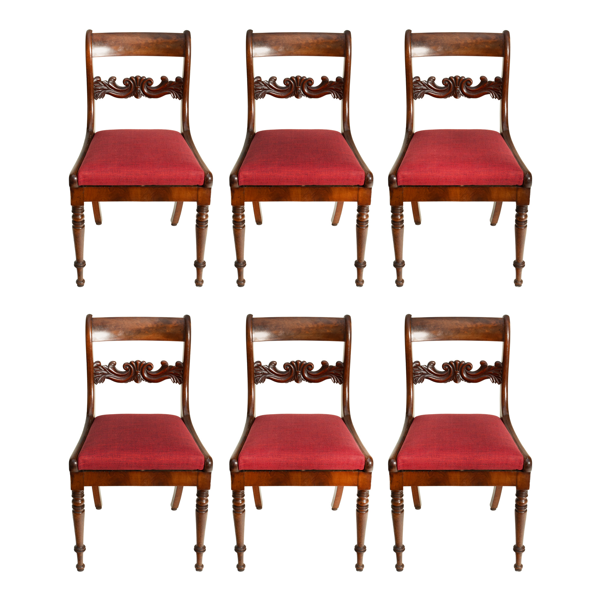 Set of six Regency-style chairs, for living room, circa 1900