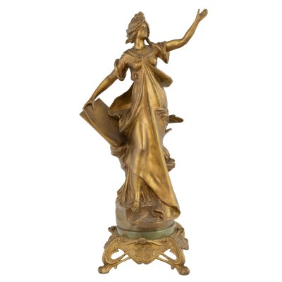 "The Progress" - brass statuette on onyx base