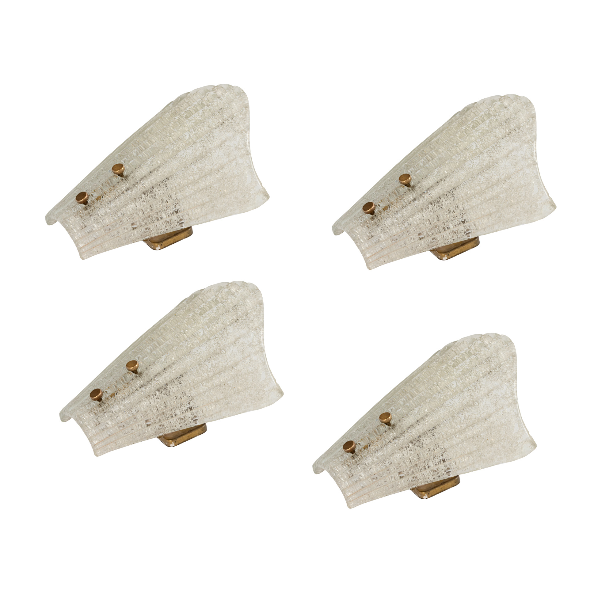 Set in Art Deco style, made of glass, consisting of four appliques