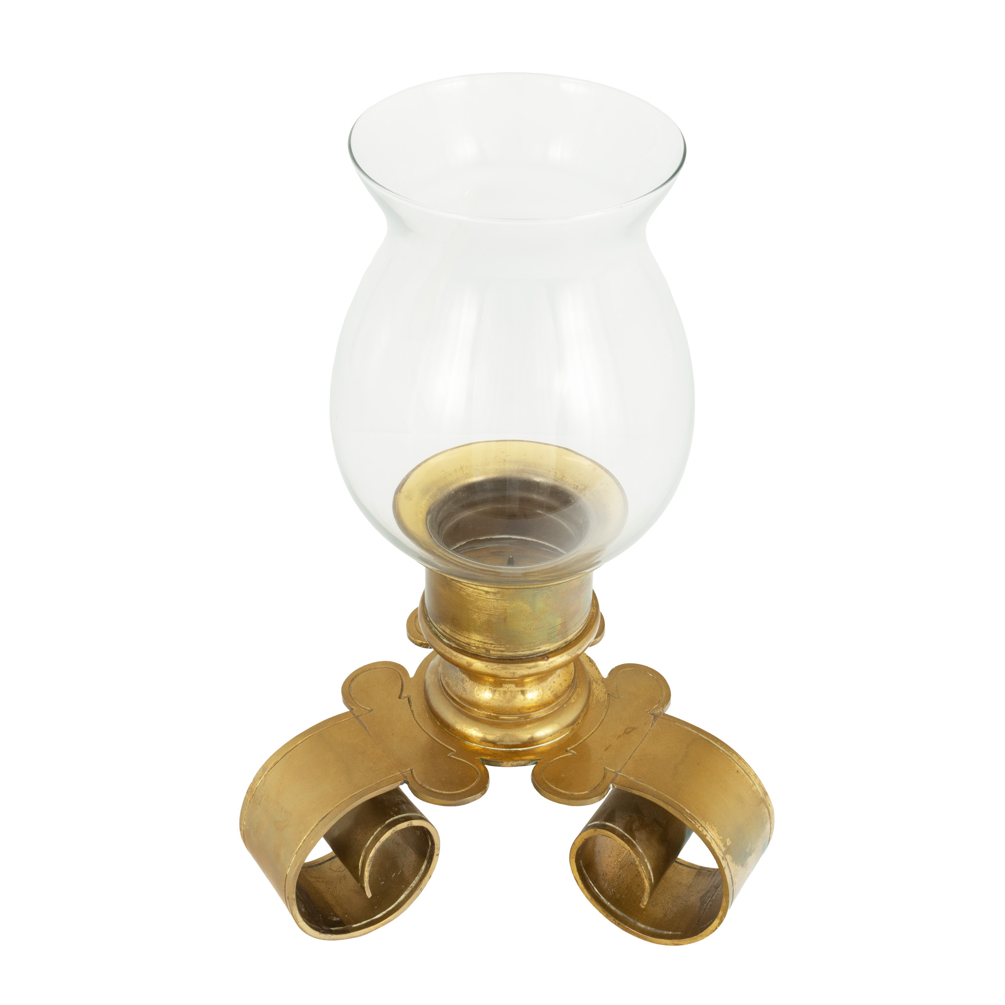 ”Hurricane candlestick” - sfeșnic din bronz cu sticlă, mijlocul sec. XX