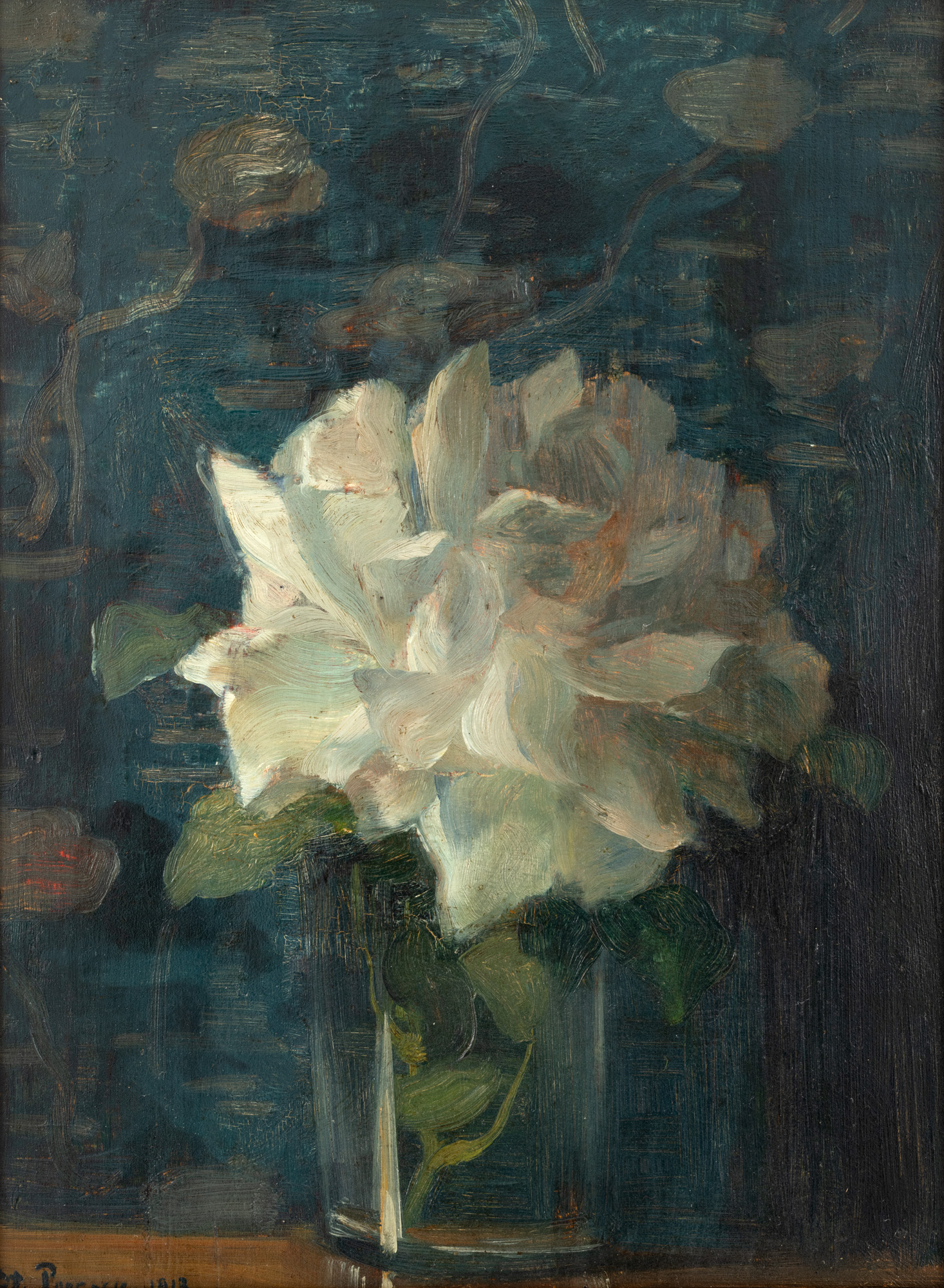 Glass with White Rose