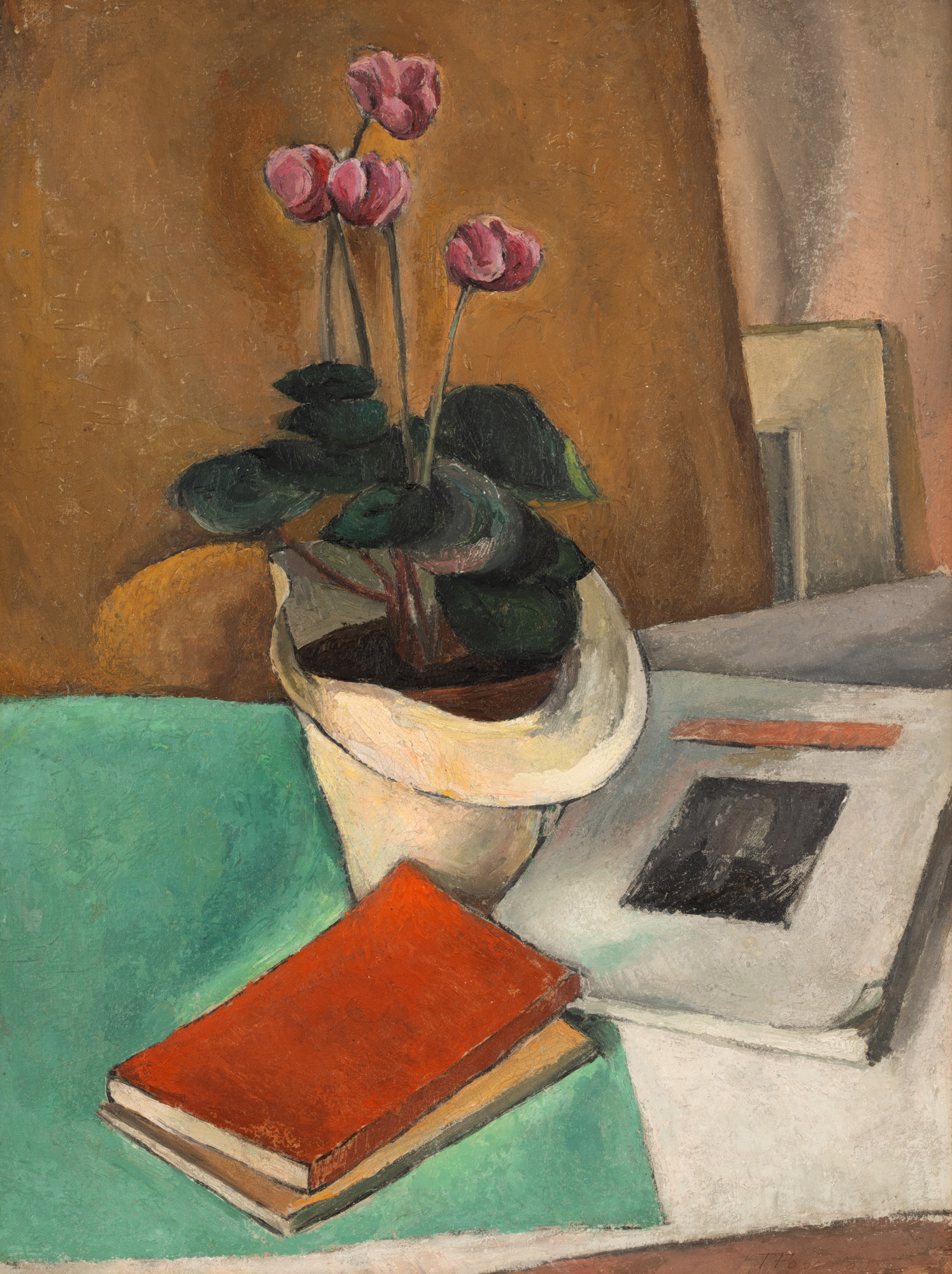 Still Life with Cyclamen and Art Album