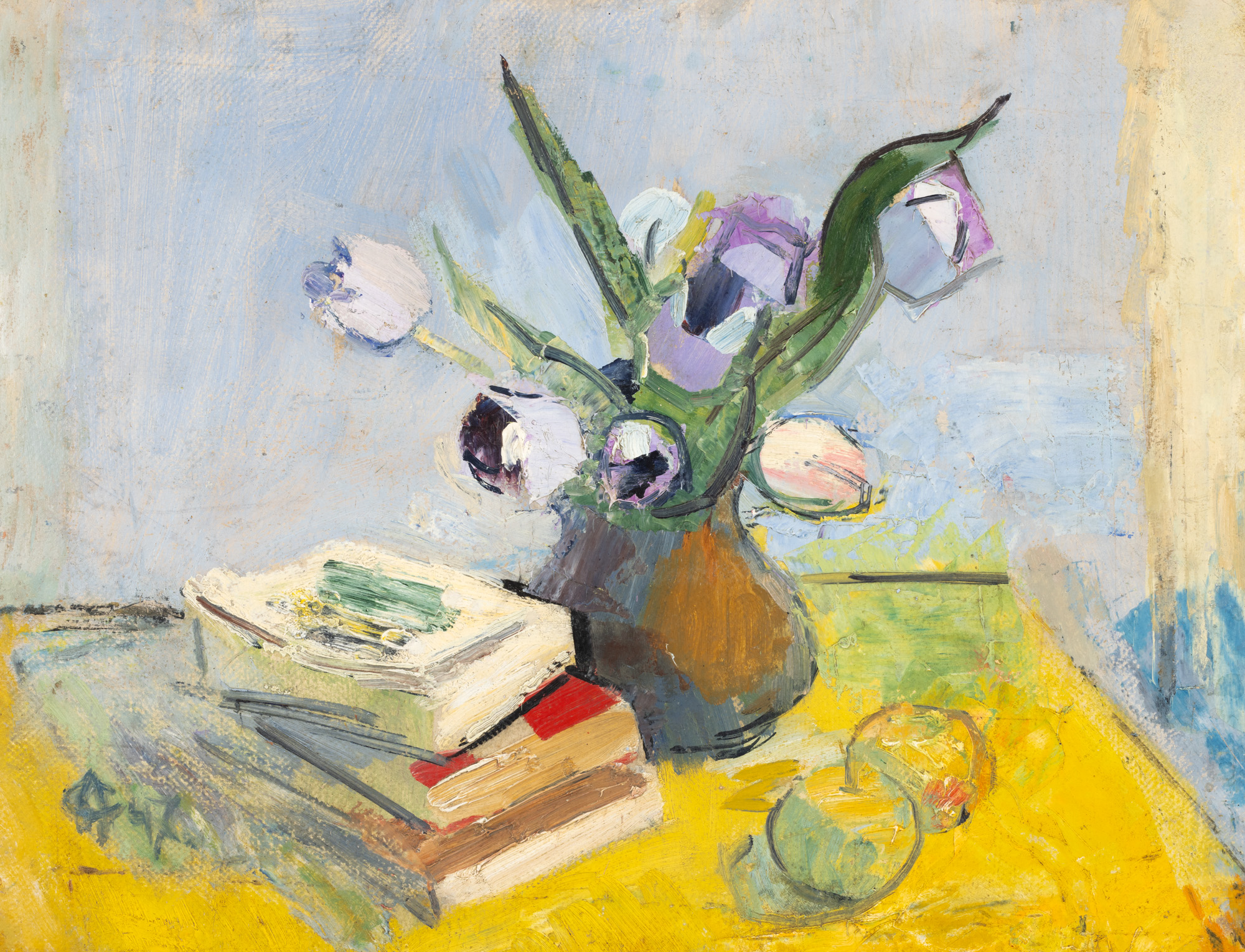 Still Life with Tulips and Books