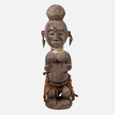Statuetă africană Luba, simbol al fertilității, Congo, mijlocul sec. XX