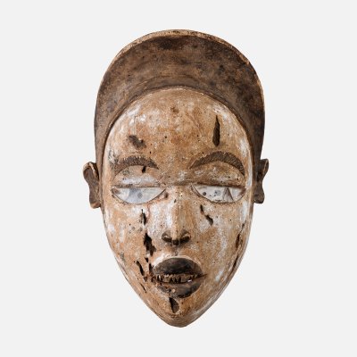 African mask of the Bakongo type, specific to a secret society, Congo, mid 20th century