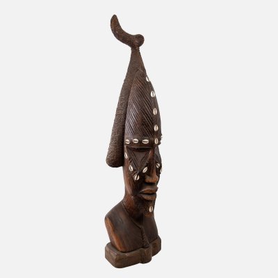 African statuette decorated with Bakwele-type cowrie shells, Gabon or Congo, mid 20th century