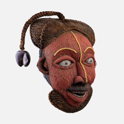 African mask with beads, belonging to the Bamileke people, Cameroon, mid 20th century