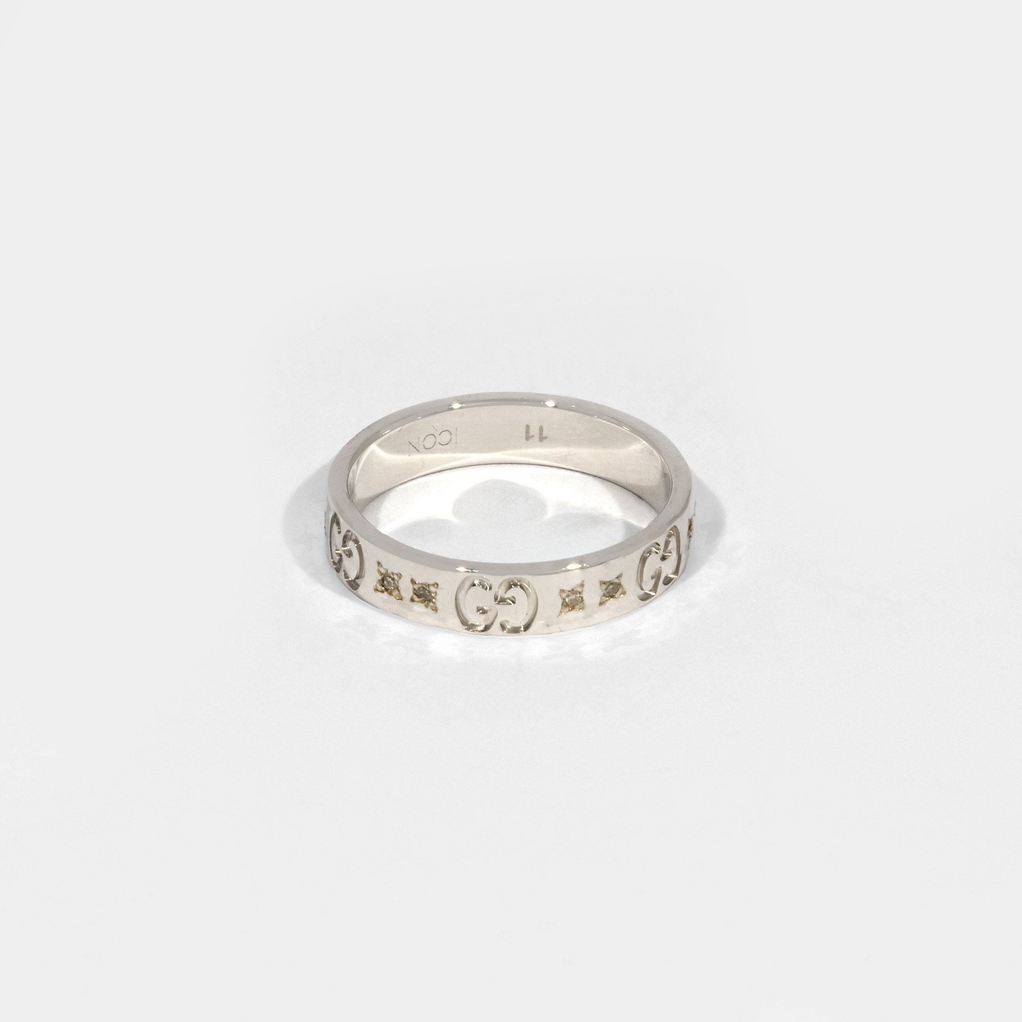 Inel Gucci, din platină, model Icon, decorat cu diamante