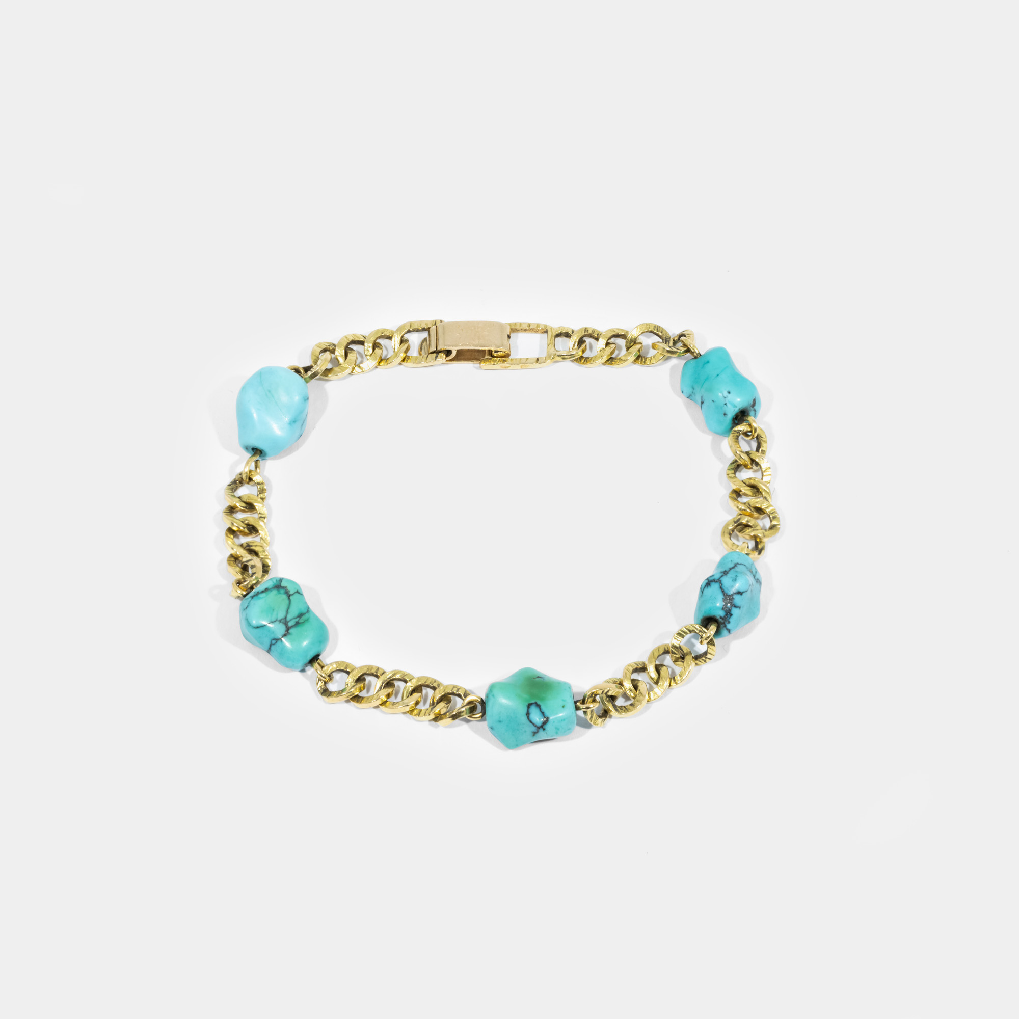 Gold bracelet, decorated with turquoises