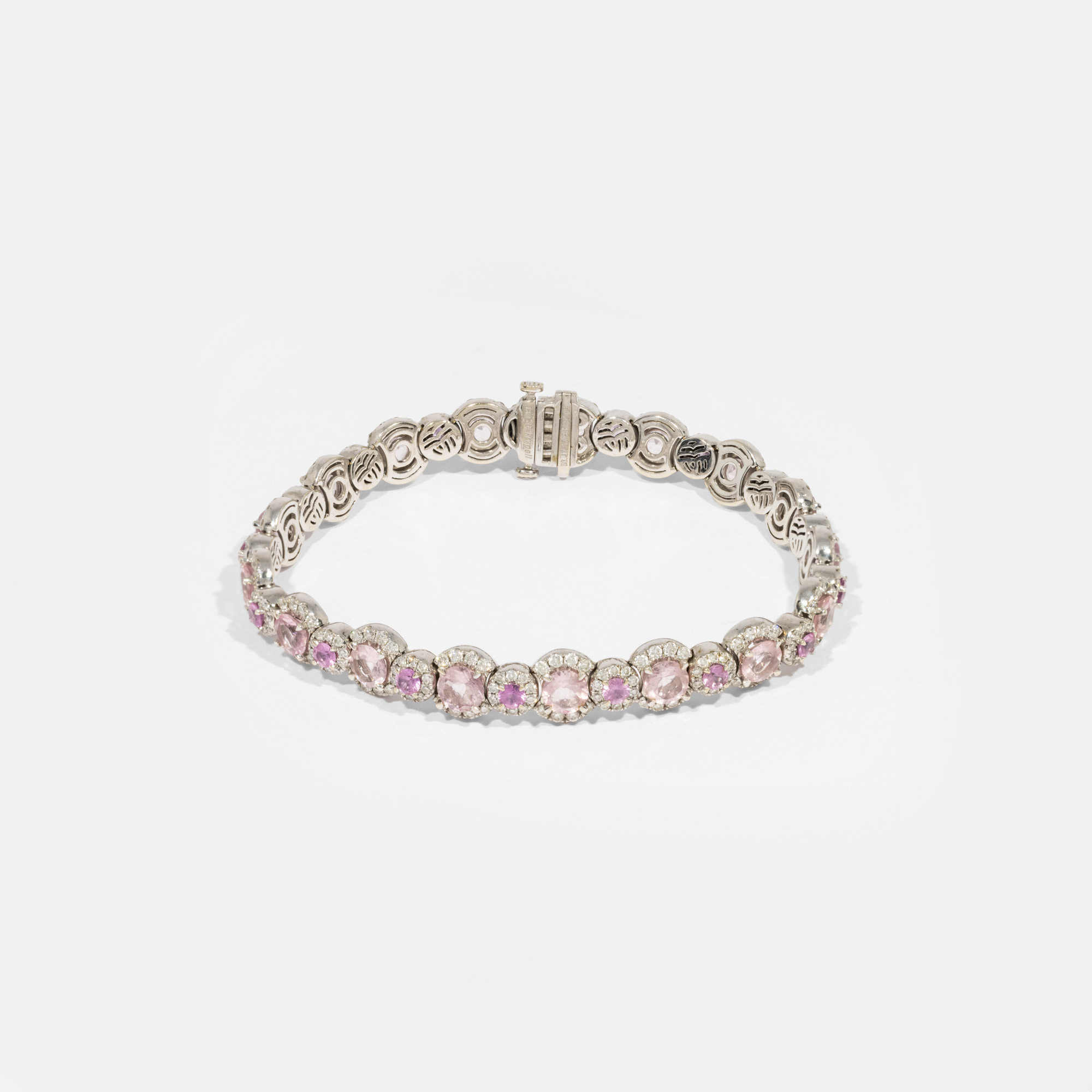 Charles Krypell white gold bracelet, paved with pink sapphires, morganites and diamonds