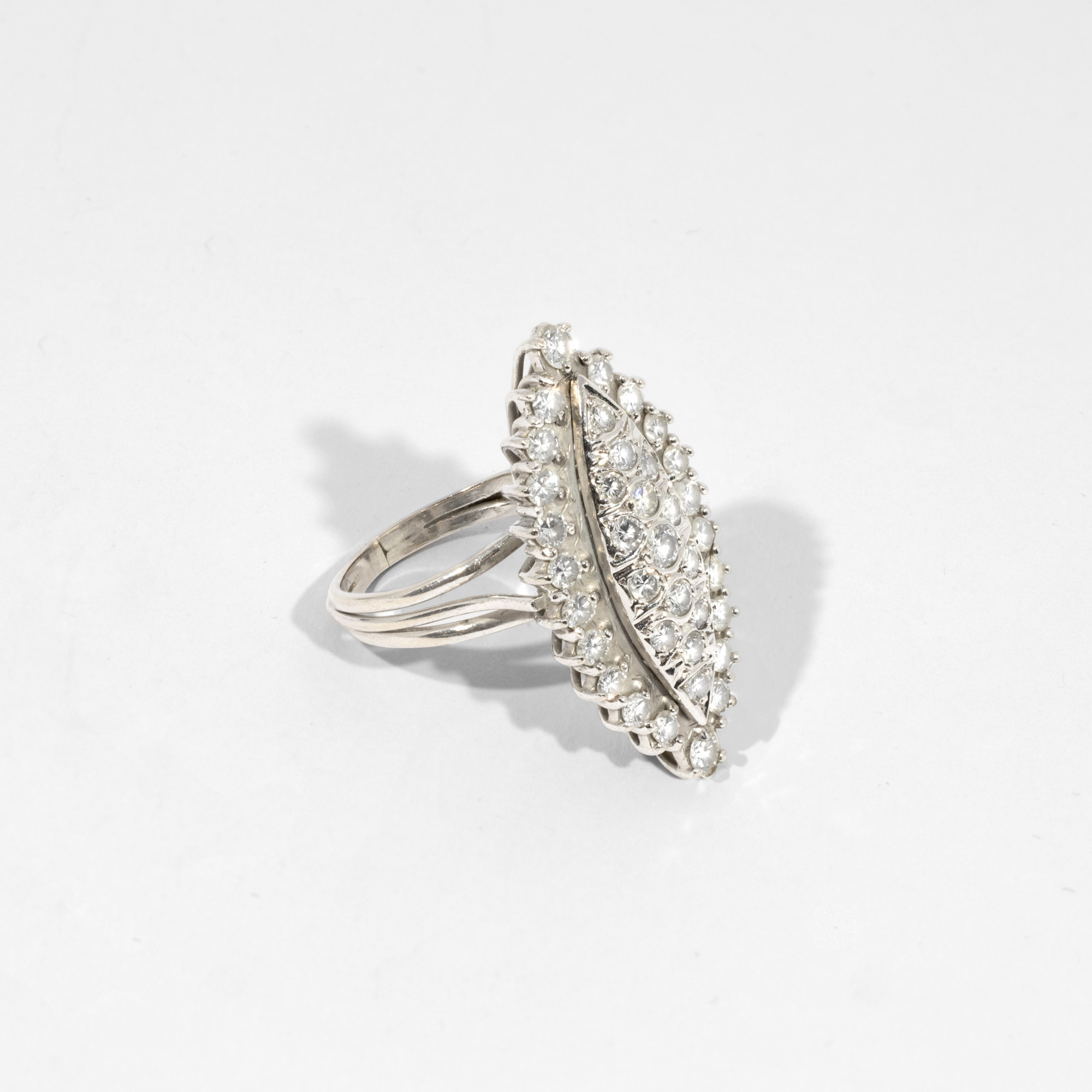 White gold ring, paved with diamonds