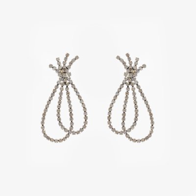 Pereche de cercei din aur alb, pavată cu diamante