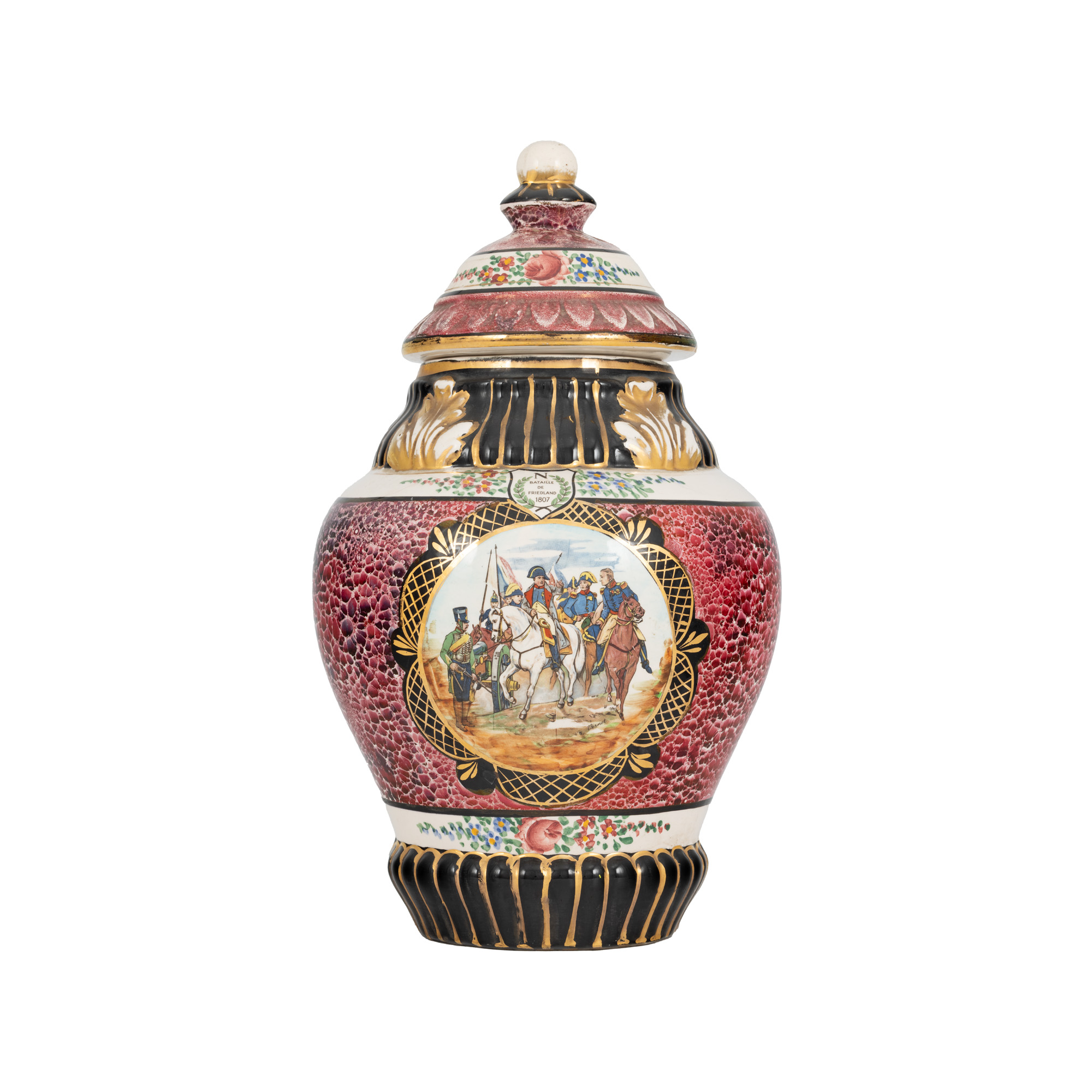 "The Battle of Friedland" - urn with painted porcelain lid, decorated with colloidal gold, depicting Napoleon I