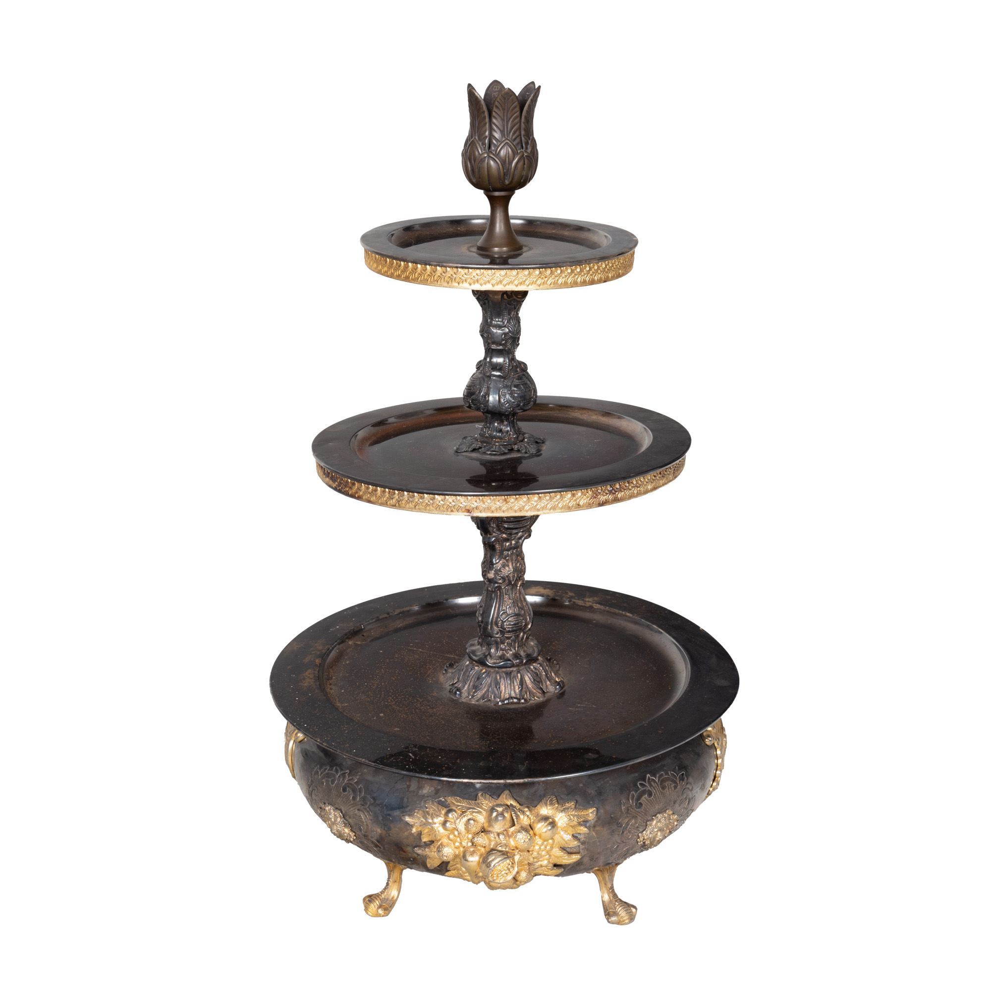 Louis XVI style brass and cast iron shelf, first half of the 20th century