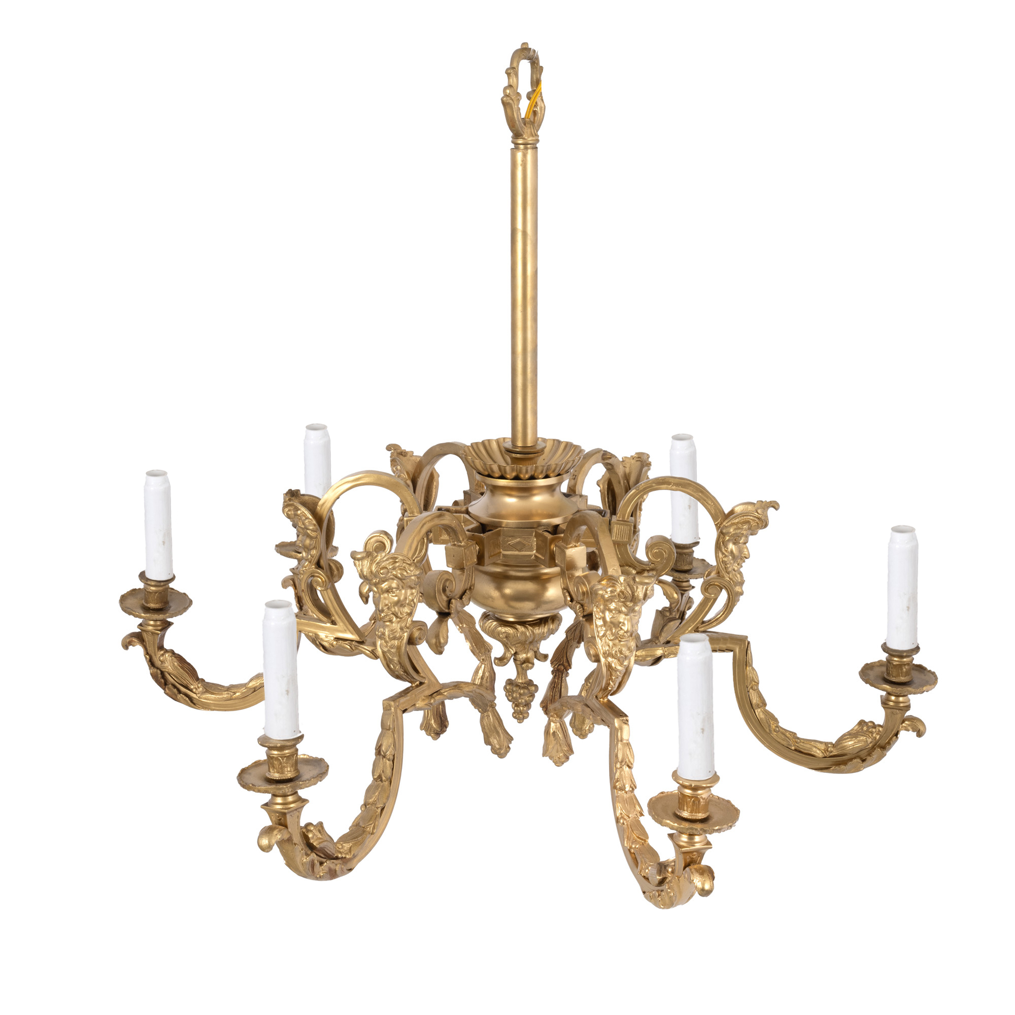 Chandelier in Louis XV style, made of gilded bronze, decorated with stylized vegetal elements, end of 19th century