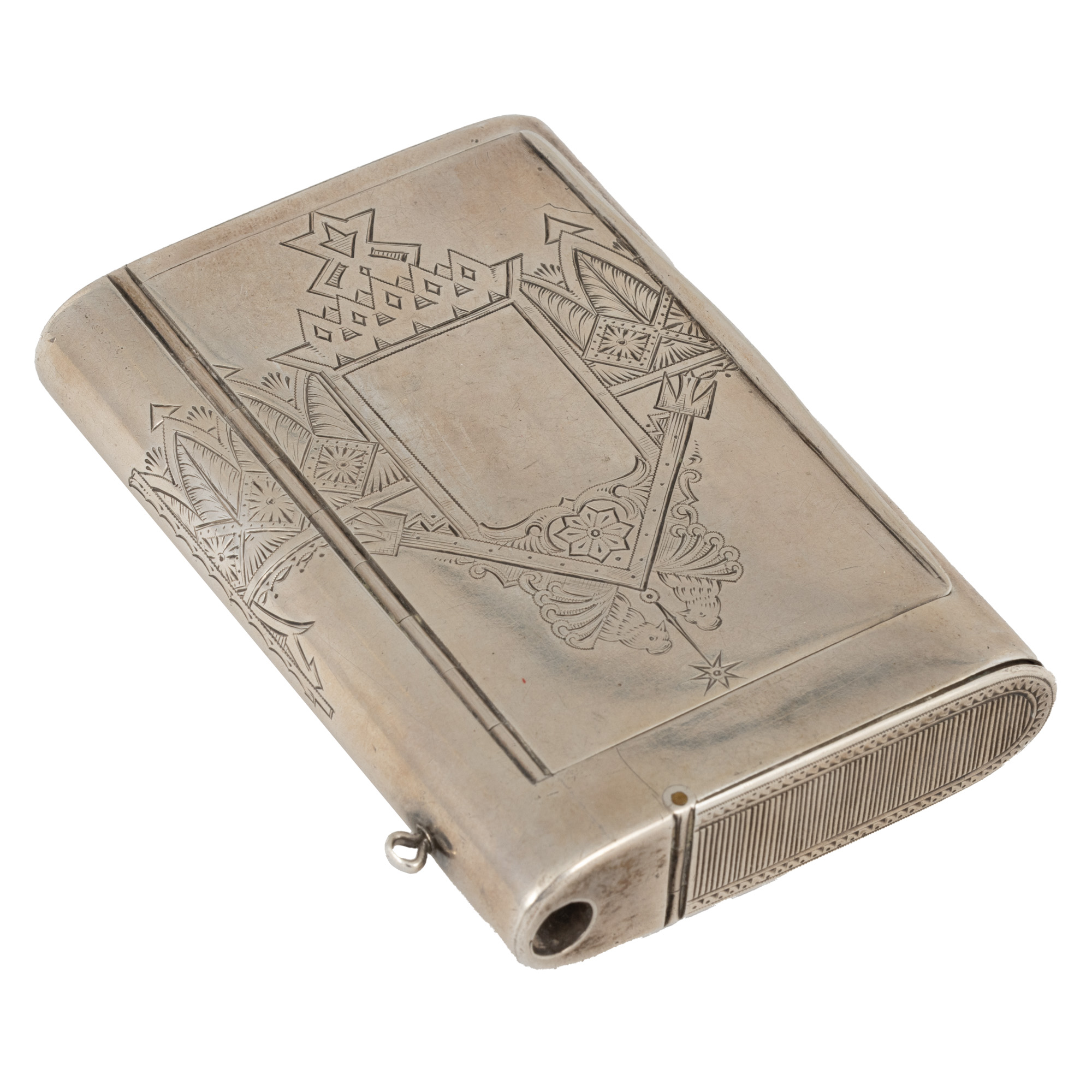 Silver snuffbox, decorated with traditional Russian motifs
