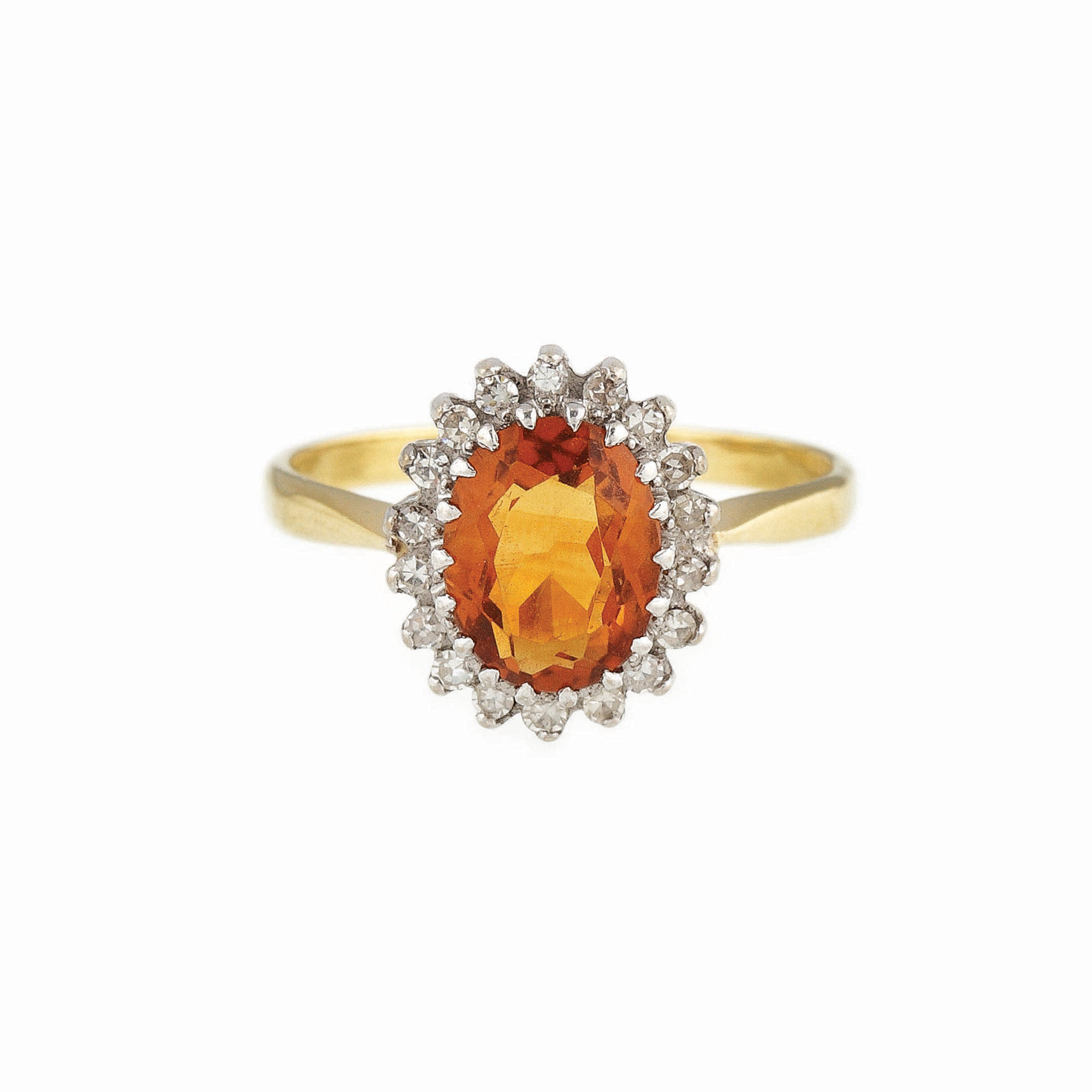 Inel din aur, decorat de citrin şi diamante